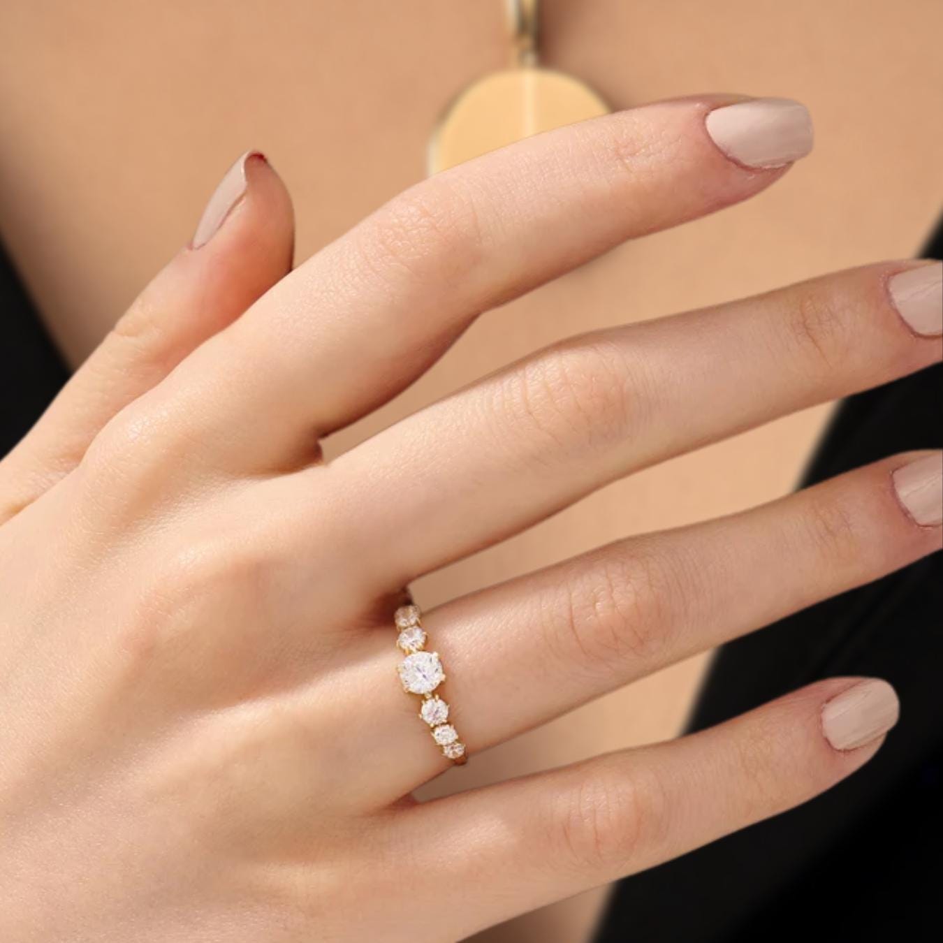 Round Lab Grown Diamond 14K Yellow Gold Engagement Ring | Wedding Ring for Her