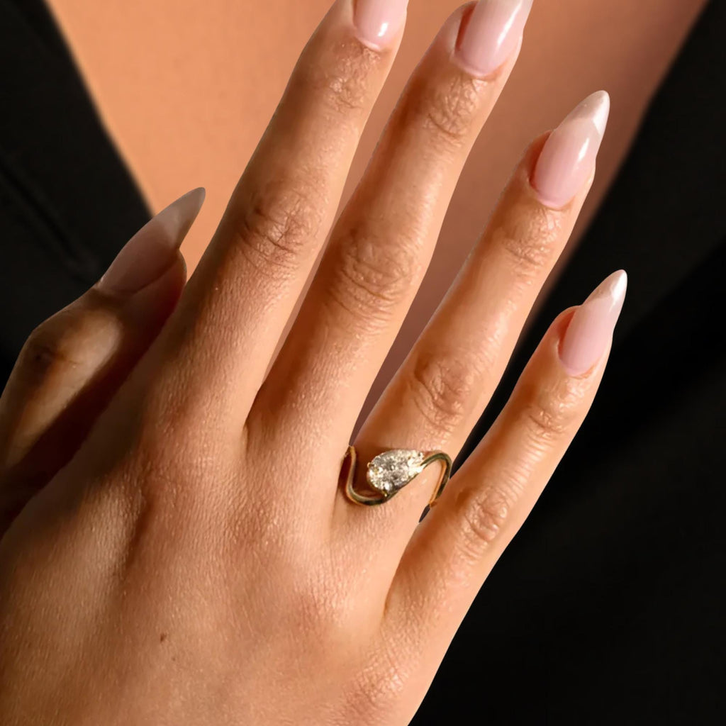 1.50 ctw 14K Gold Pear Shaped Engagement Ring with Lab Grown Diamond, Unique Modern Solitaire Ring