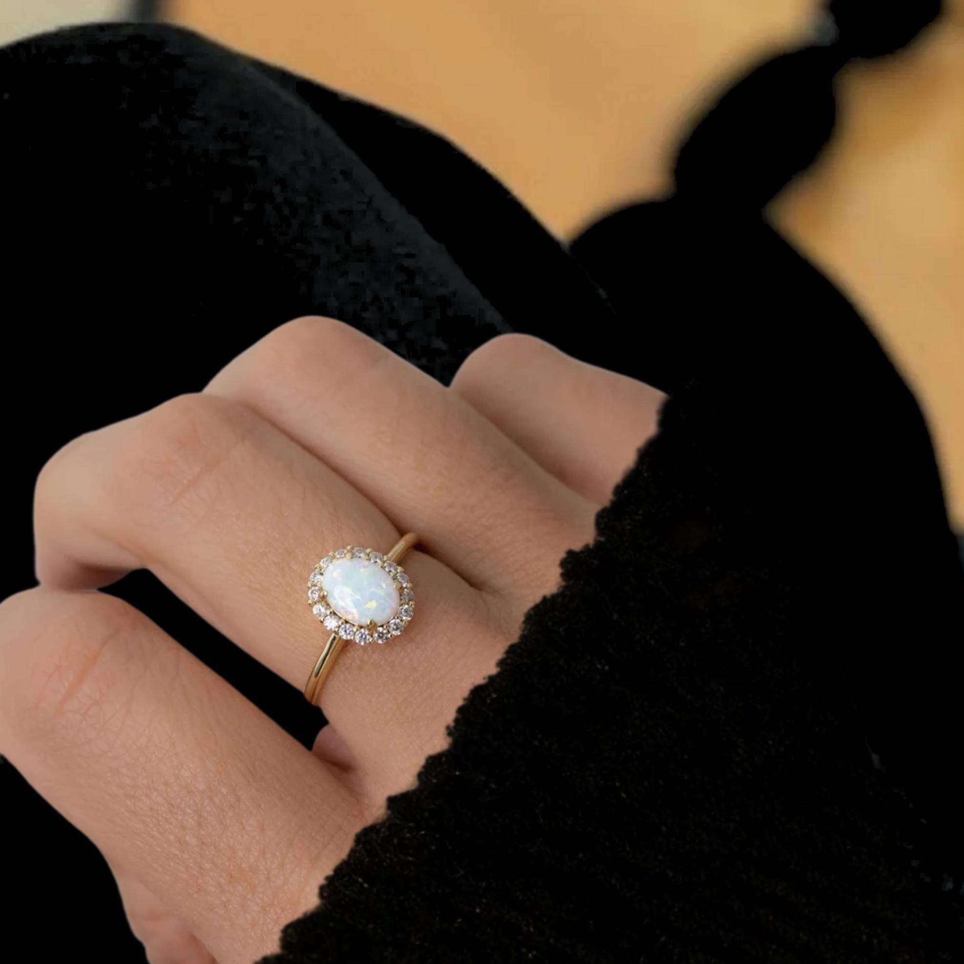 14K Gold October Birthstone Ring, Gift for Mom, Gemstone Ring