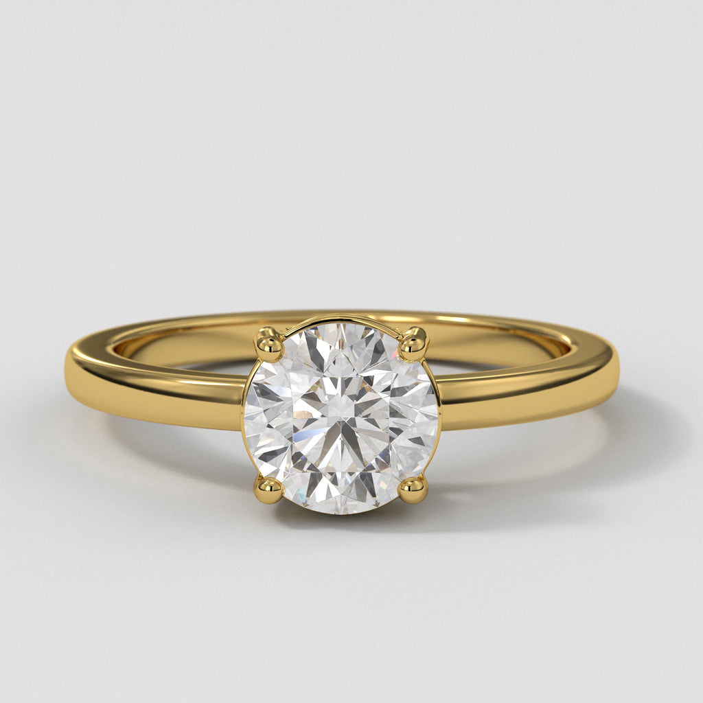 14K Gold Round Cut Lab Grown Diamond Solitaire Ring