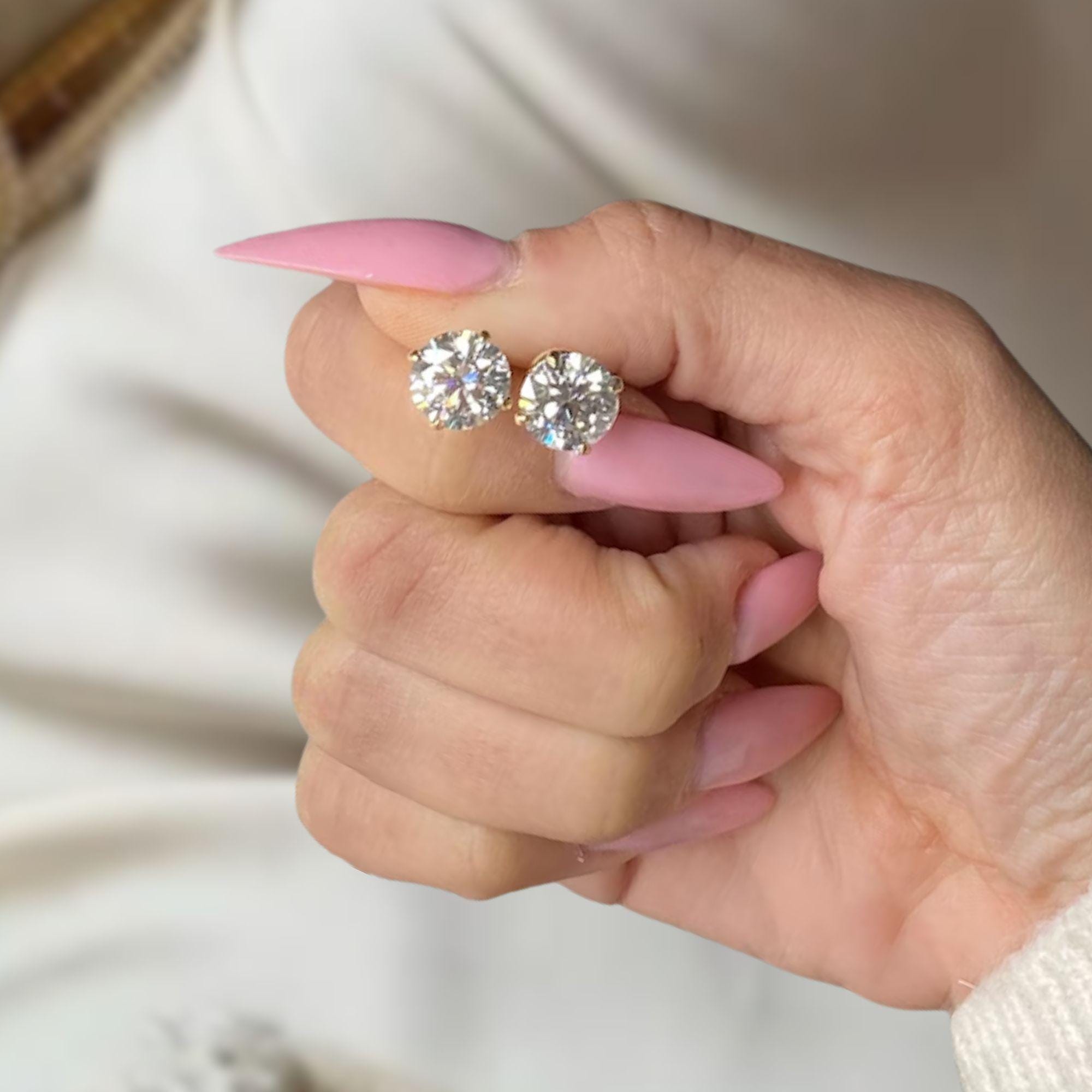 5.00 Ct Lab Grown Round Cut Diamond Stud Earrings / 14K Gold Diamond Stud Earrings