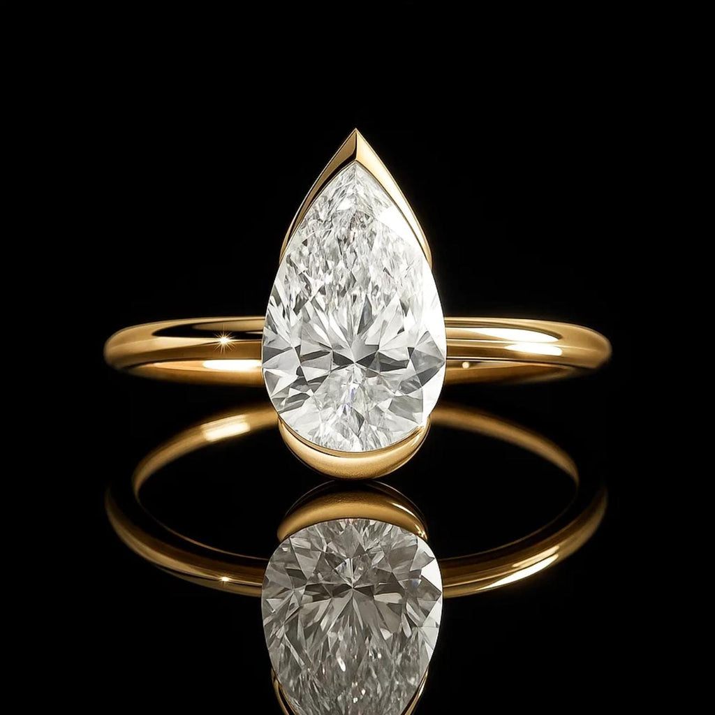 2 Carat Pear Cut Lab Grown Diamond Ring, 14K Gold Wedding Ring