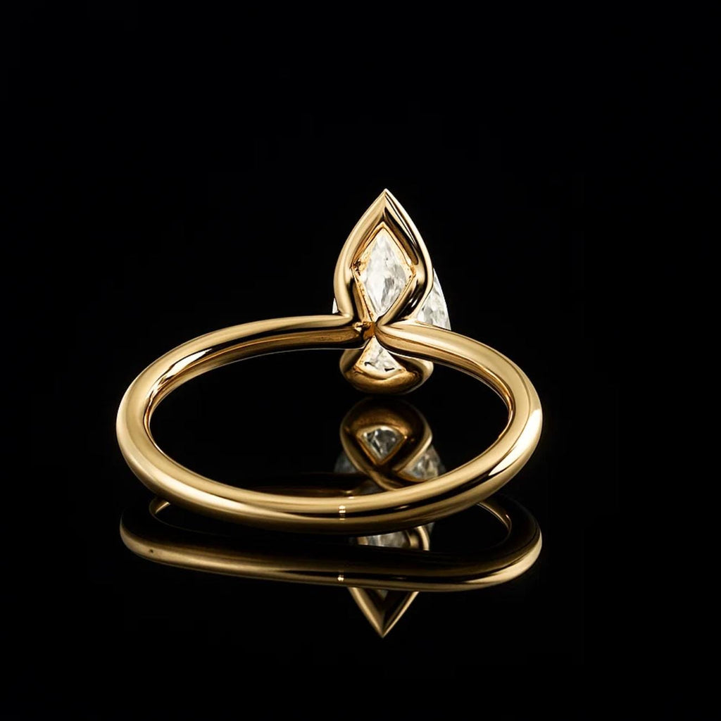 2 Carat Pear Cut Lab Grown Diamond Ring, 14K Gold Wedding Ring