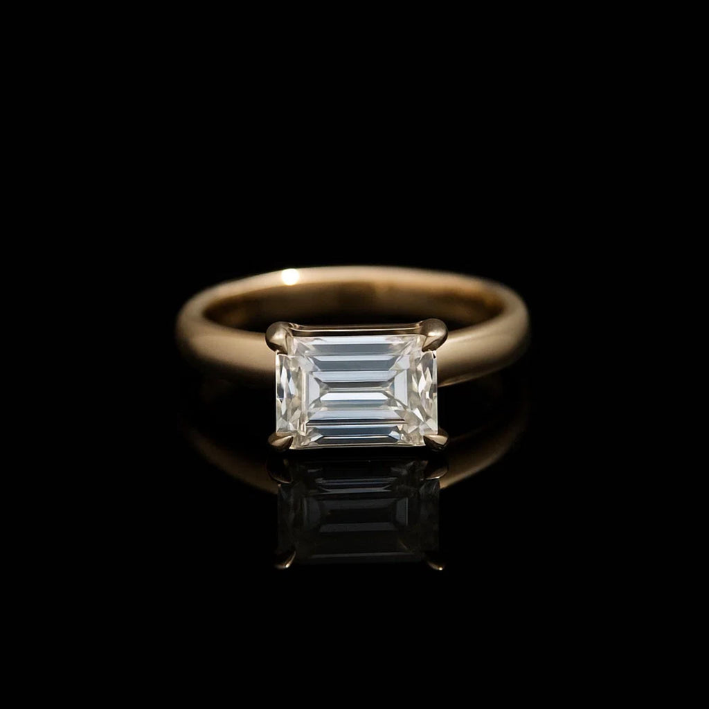 14K Gold Emerald Cut Lab Grown Diamond Engagement Ring -  IGI Certified