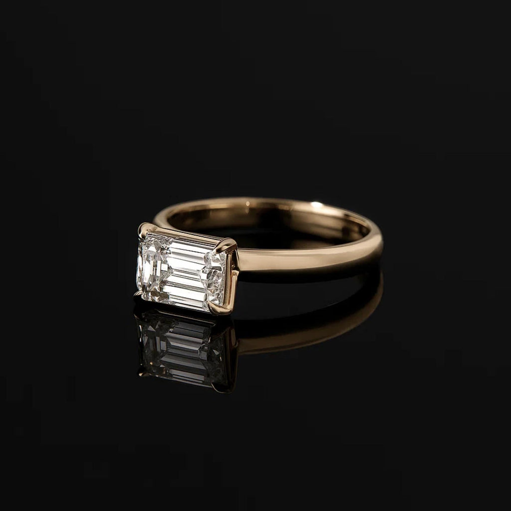 14K Gold Emerald Cut Lab Grown Diamond Engagement Ring -  IGI Certified