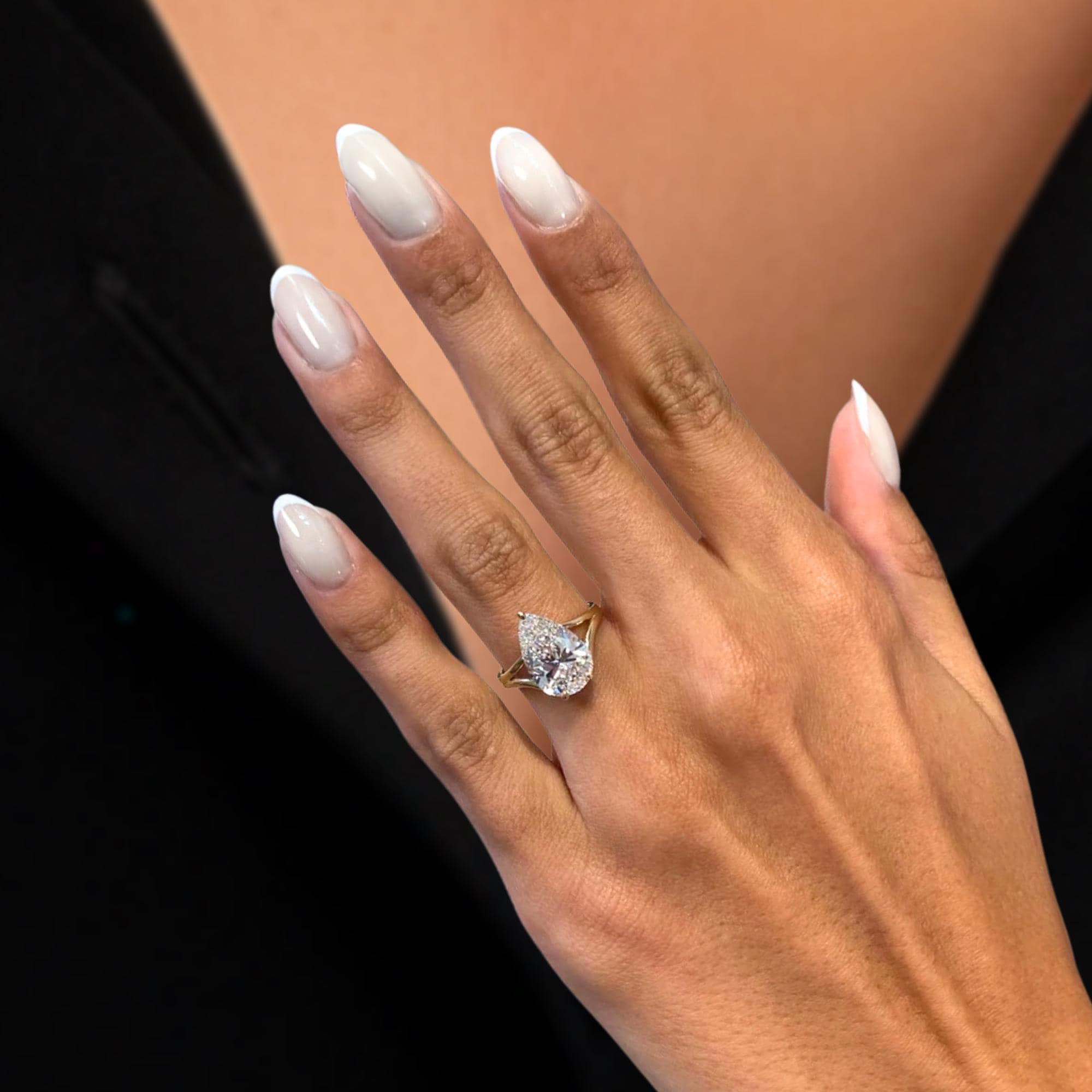 3 Carat Certified Pear Cut Lab Created Diamond Engagement Ring, 14K Yellow Gold Solitaire Ring