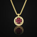 14k Gold Round Shaped Garnet Necklace 1.00 ctw, Garnet Birthstone Pendant, January Birthday Gift