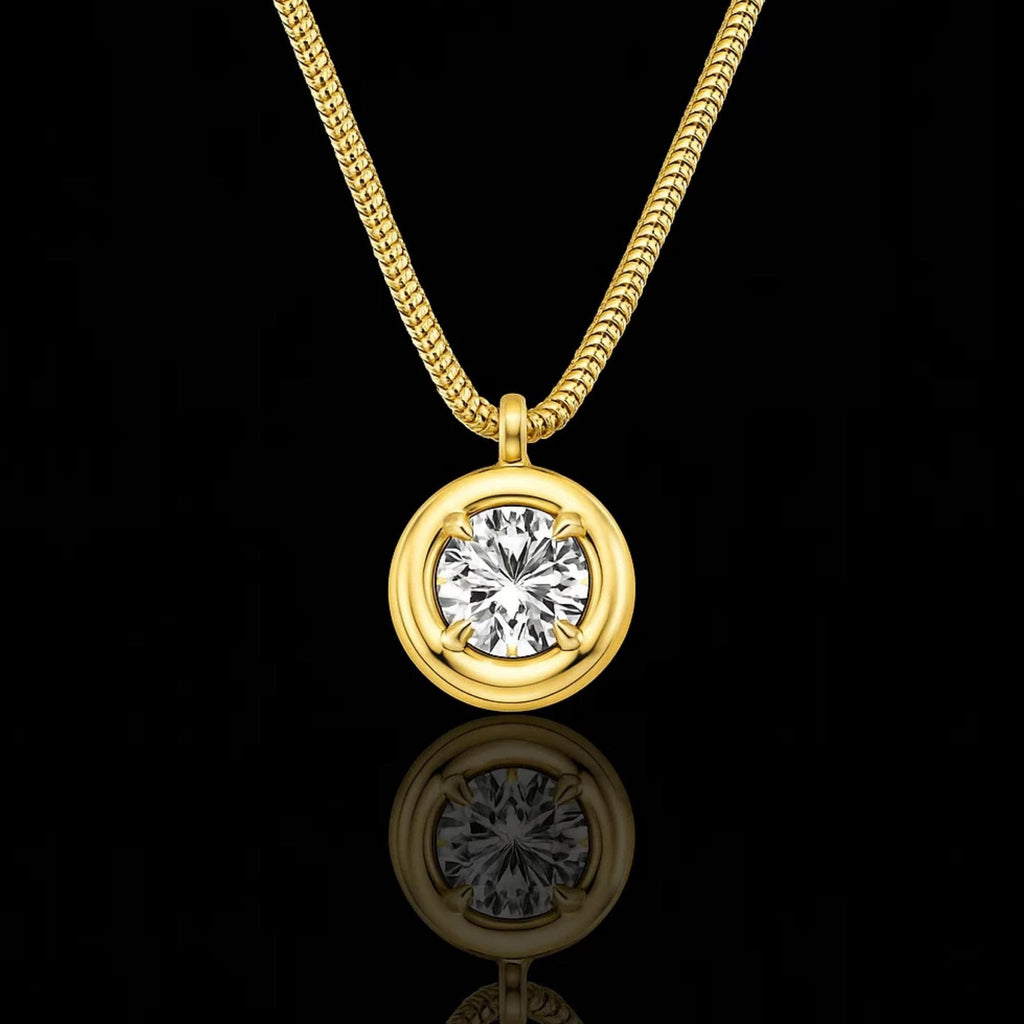 14k Gold Round Shaped Garnet Necklace 1.00 ctw, Garnet Birthstone Pendant, January Birthday Gift