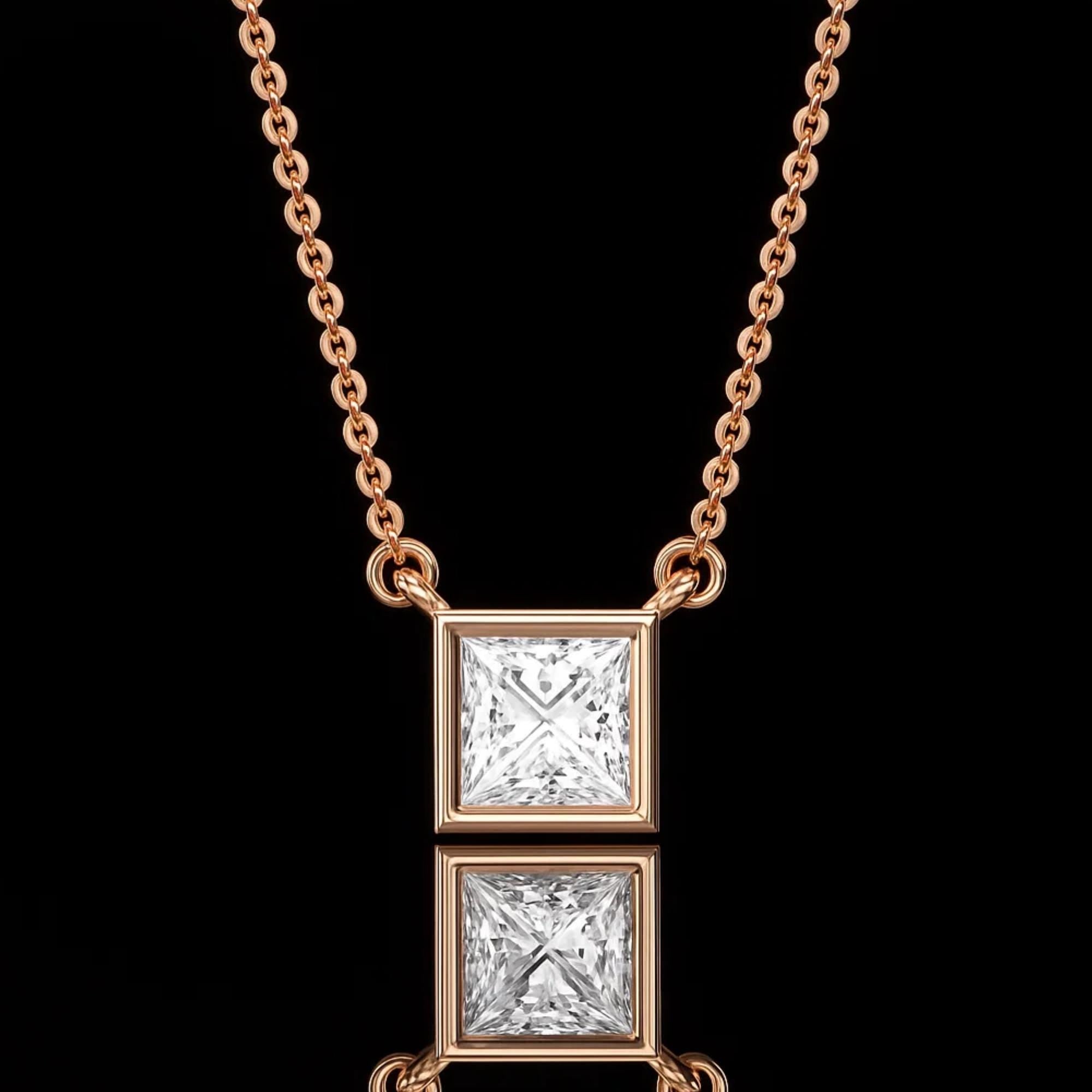 Princess Cut Lab Grown Diamond Bezel Tennis Necklace