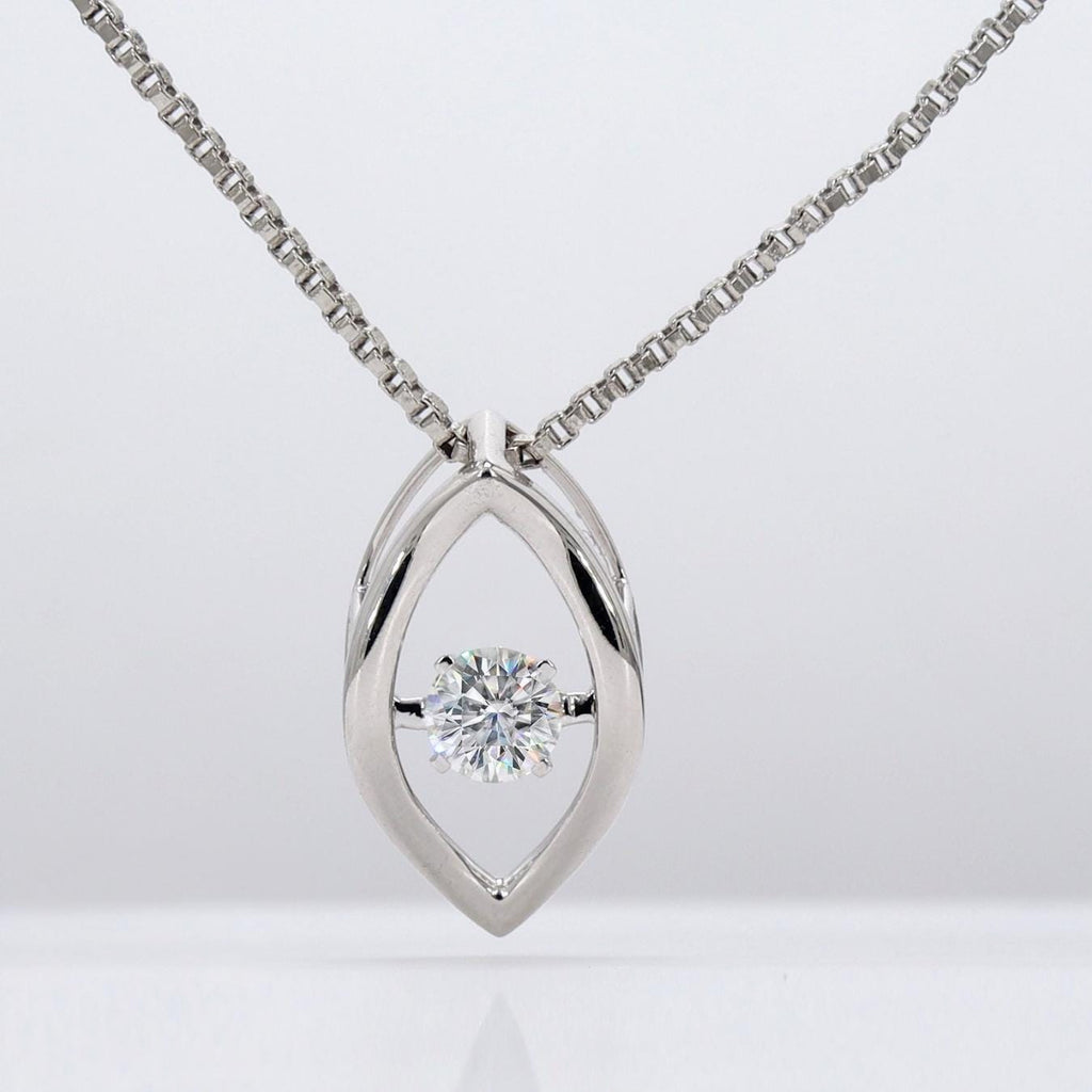 14k Solid Gold Moving Diamond Necklace, Floating Diamond Necklace, Dancing Diamond Marquise Shape Design Pendant Necklace Fine Jewelry Mom