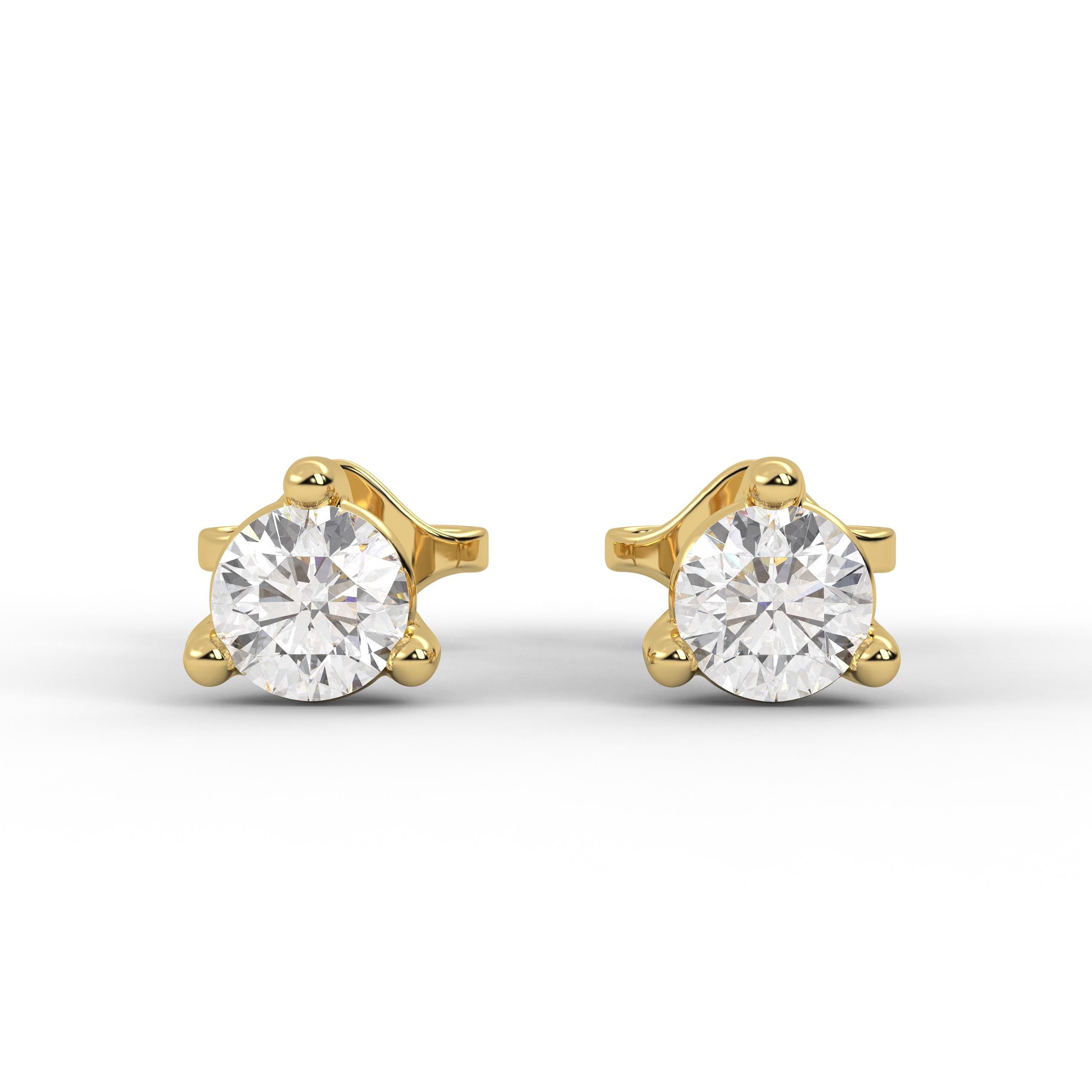 14K Gold Lab Diamond Stud Earrings, CVD Brilliant-Cut Diamond Studs, Classy Round Diamond Studs, Wedding & Bridal, By Elysea Fine Jewelry
