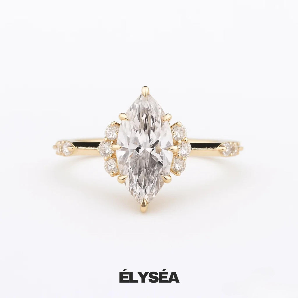 IGI Certified 1-2 Ct Marquise Lab Grown Diamond Vintage Engagement Ring