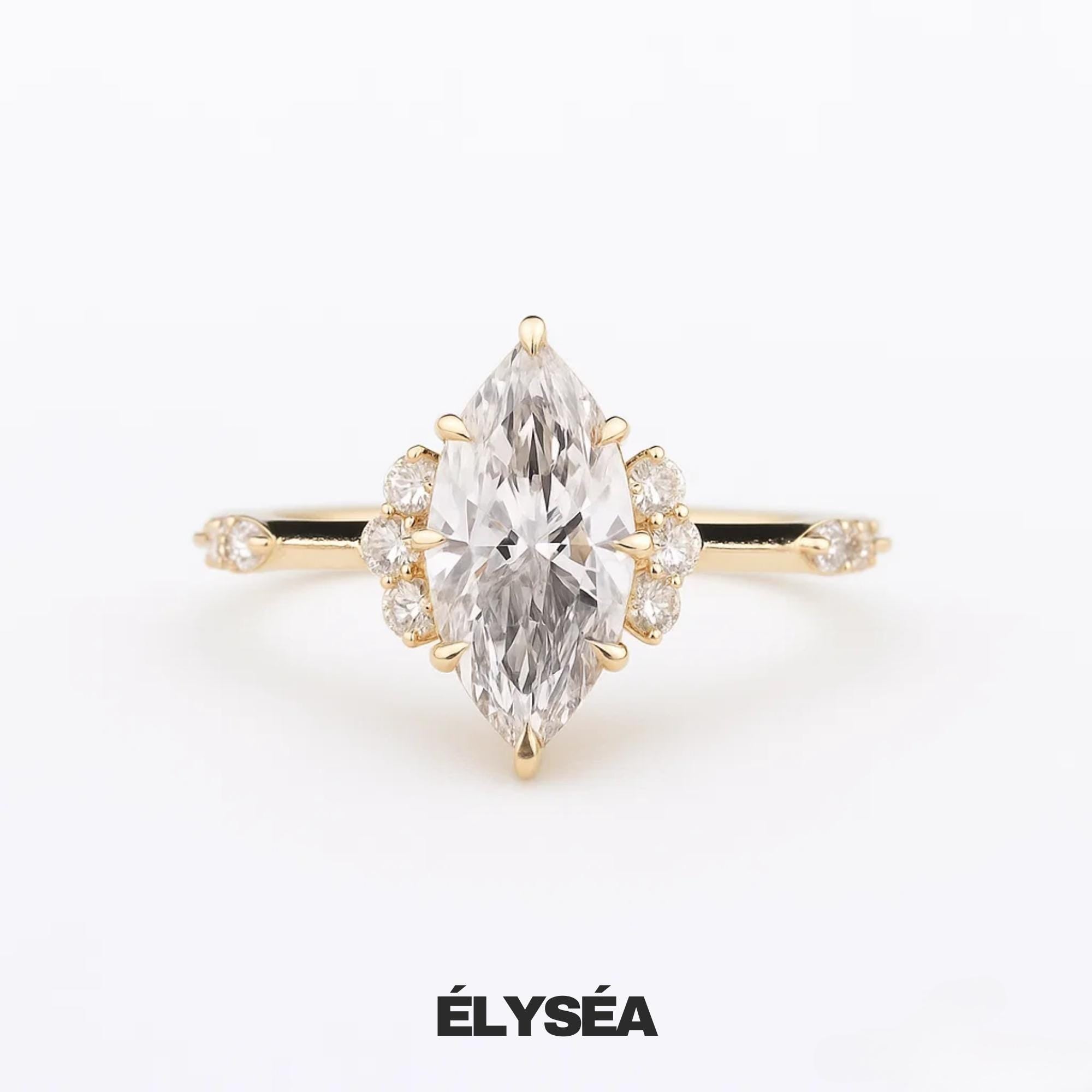 IGI Certified 1-2 Ct Marquise Lab Grown Diamond Vintage Engagement Ring
