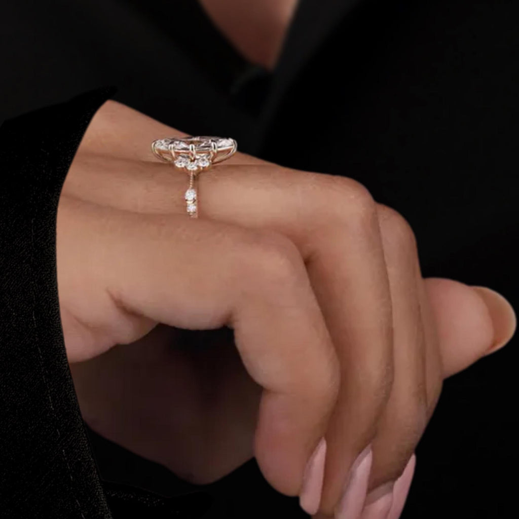 IGI Certified 1-2 Ct Marquise Lab Grown Diamond Vintage Engagement Ring