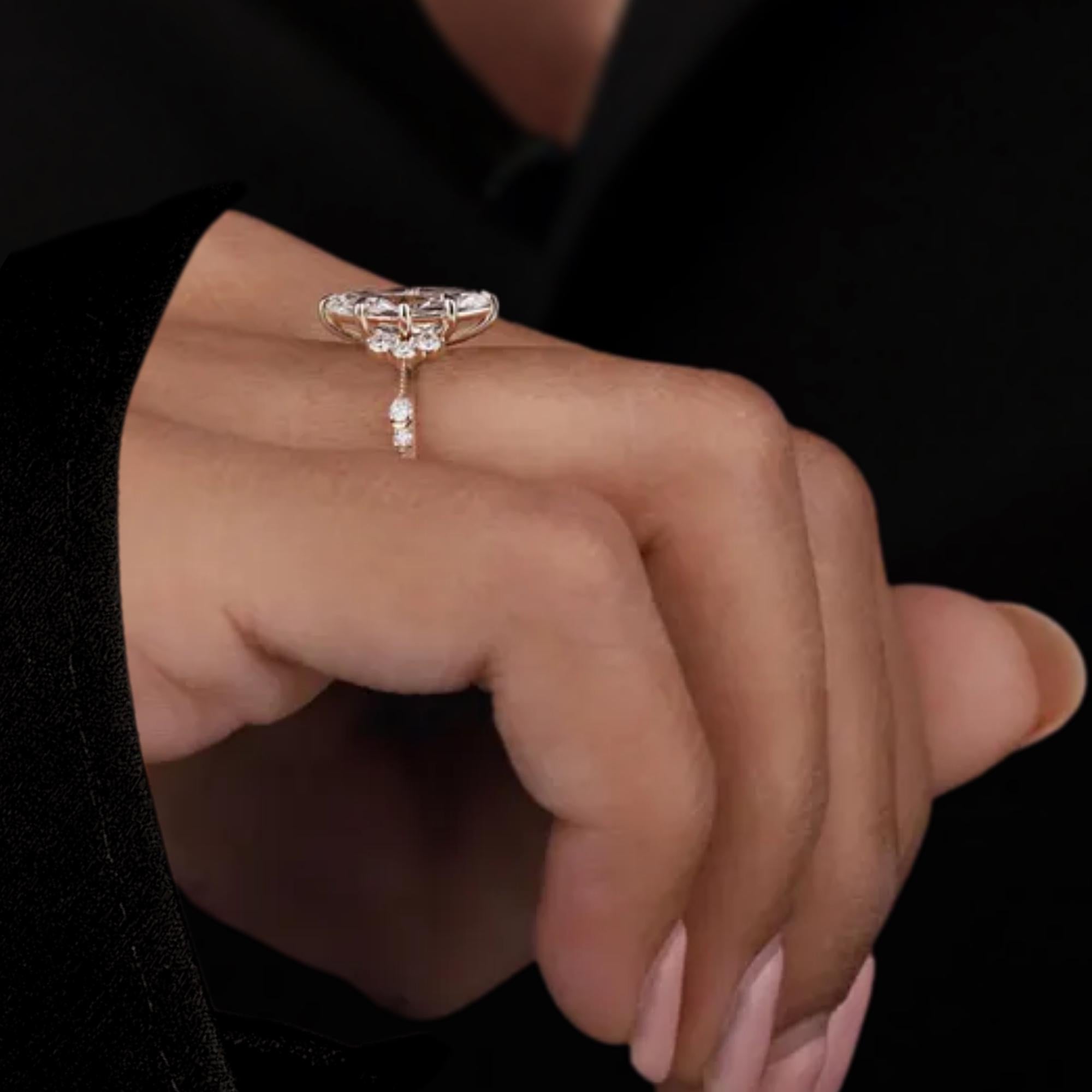 IGI Certified 1-2 Ct Marquise Lab Grown Diamond Vintage Engagement Ring