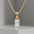 14K Gold Emerald cut Lab diamond solitaire pendant