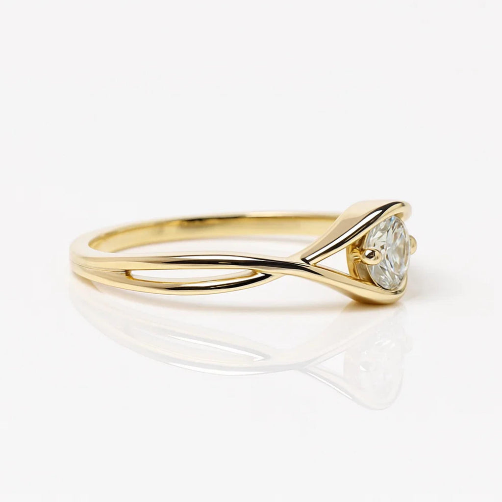1.0 CT Lab Grown Diamond Engagement Ring: Twisted Shank Solitaire