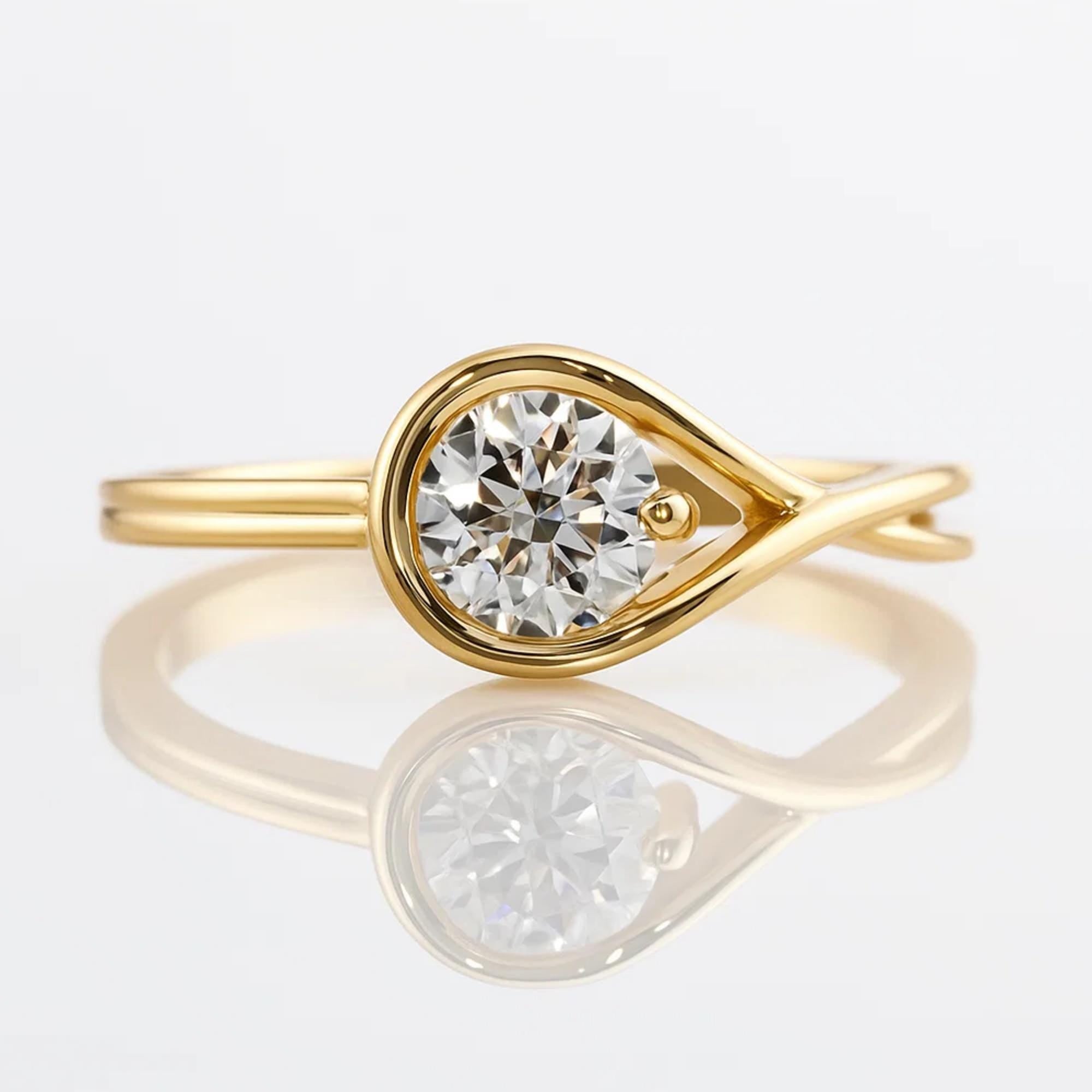 1.0 CT Lab Grown Diamond Engagement Ring: Twisted Shank Solitaire