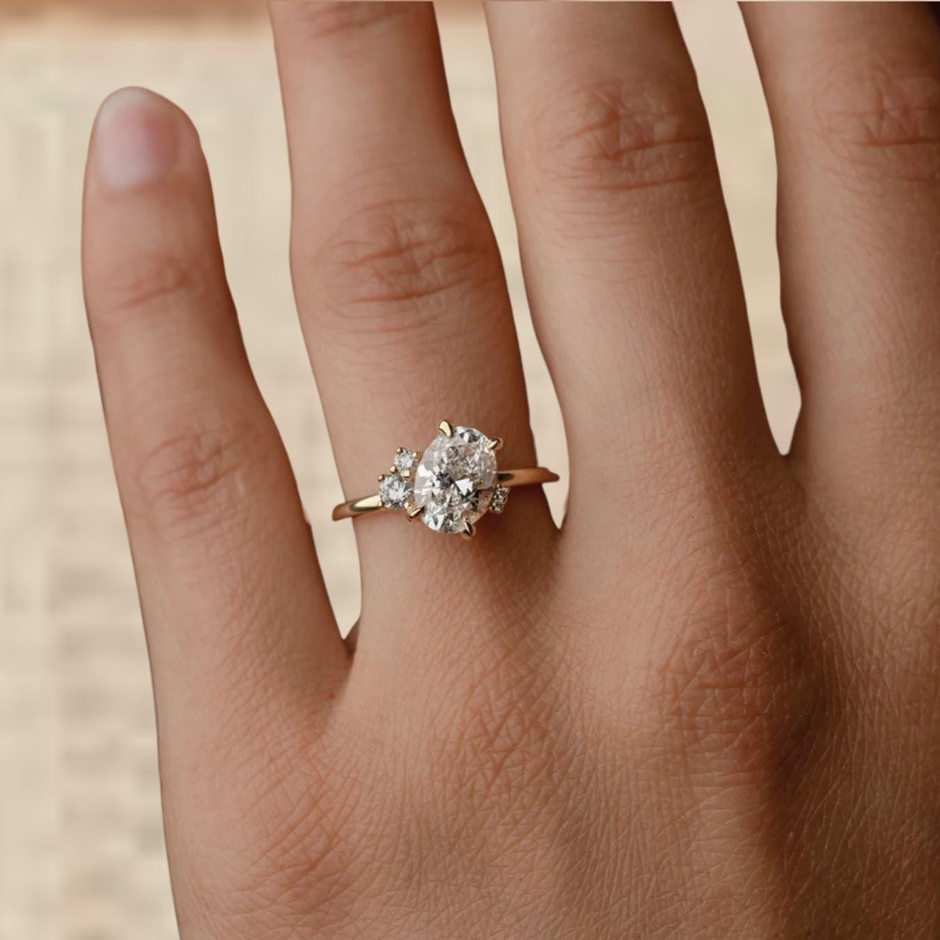 1.50 ctw 14k Gold Oval Shape Lab Grown Diamond Engagement Ring, Minimalist Wedding Ring