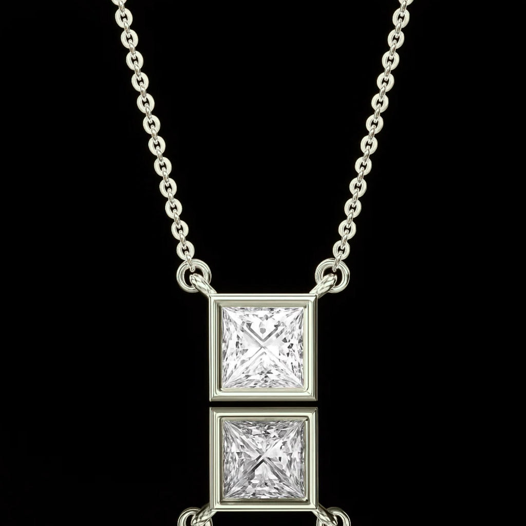 Princess Cut Lab Grown Diamond Bezel Tennis Necklace