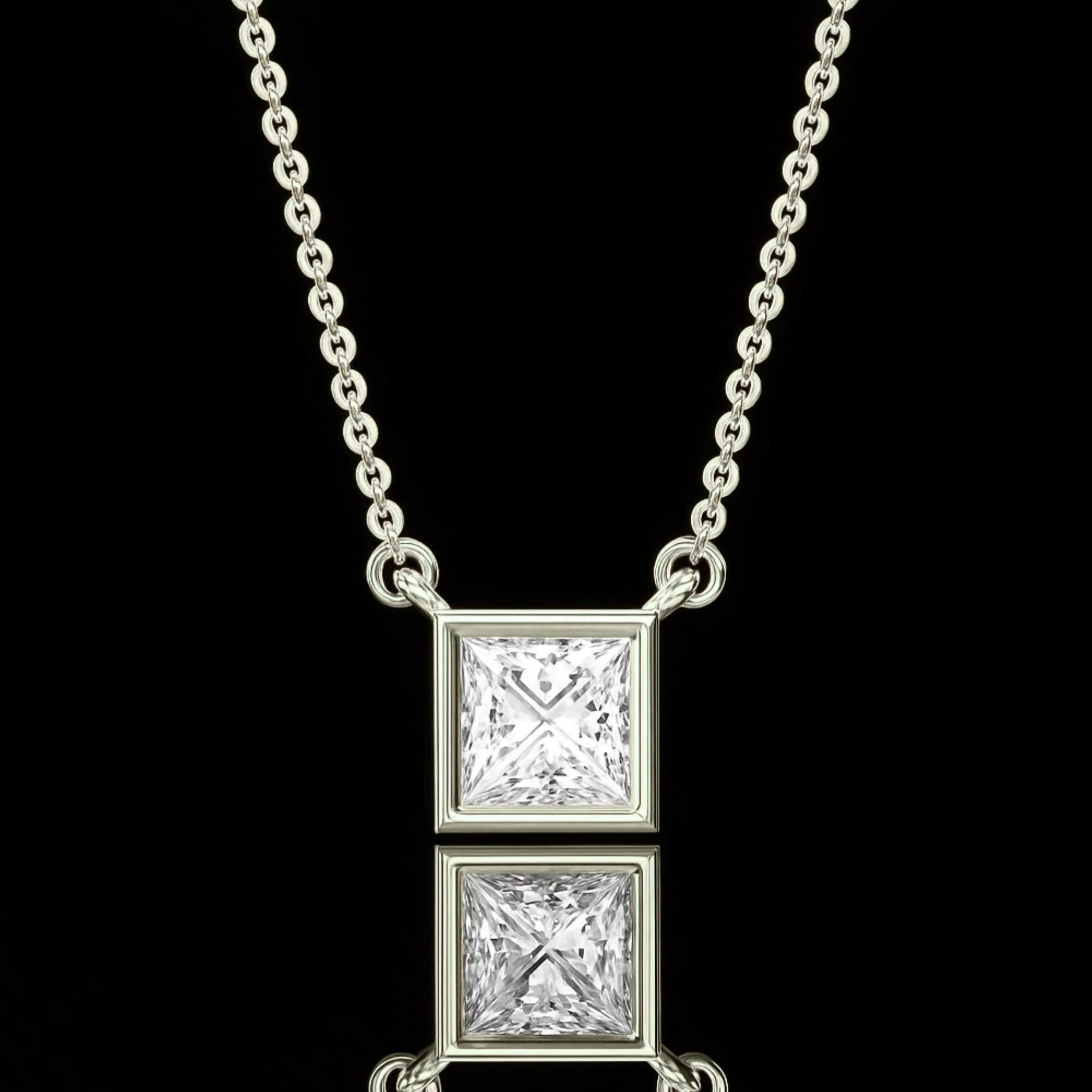 Princess Cut Lab Grown Diamond Bezel Tennis Necklace