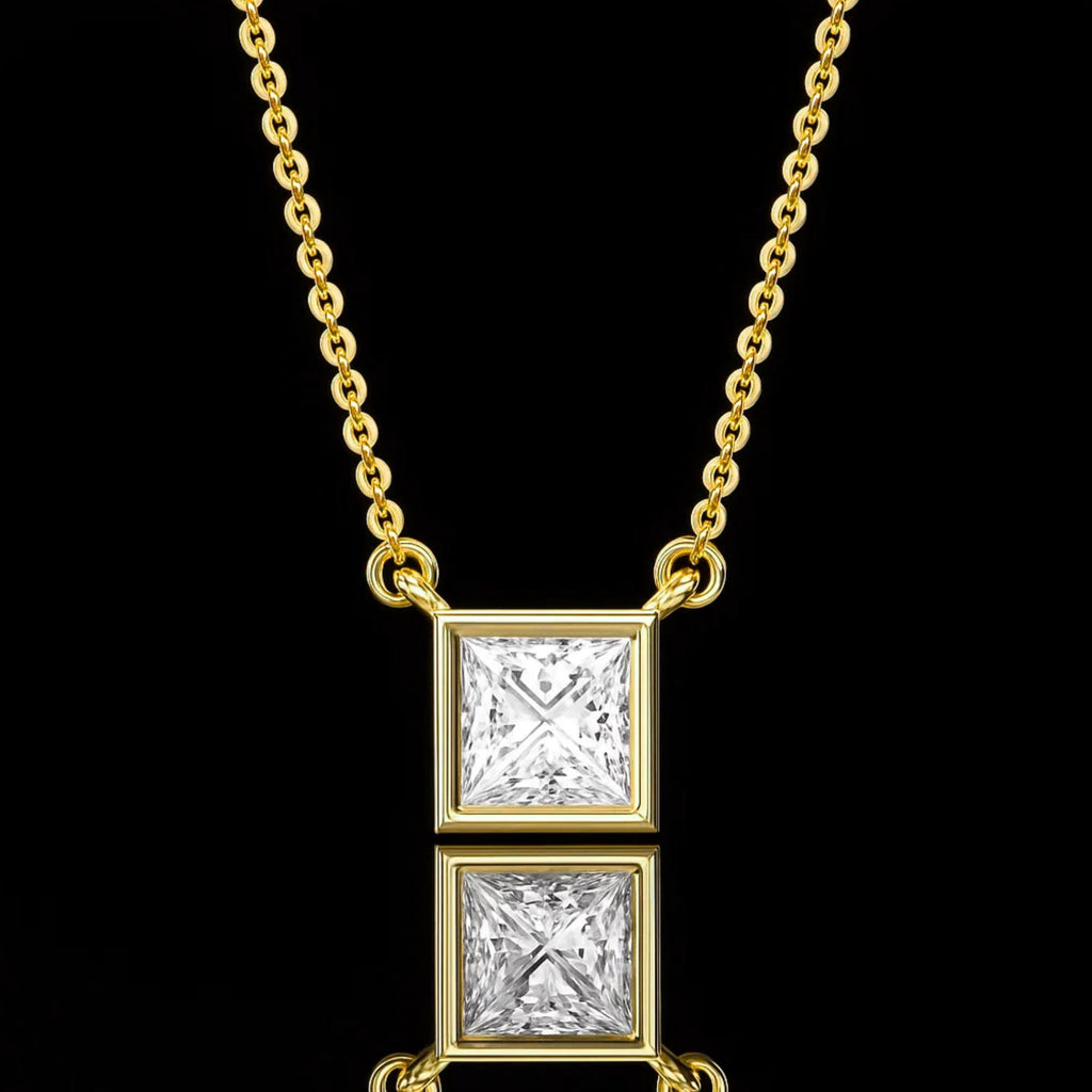Princess Cut Lab Grown Diamond Bezel Tennis Necklace