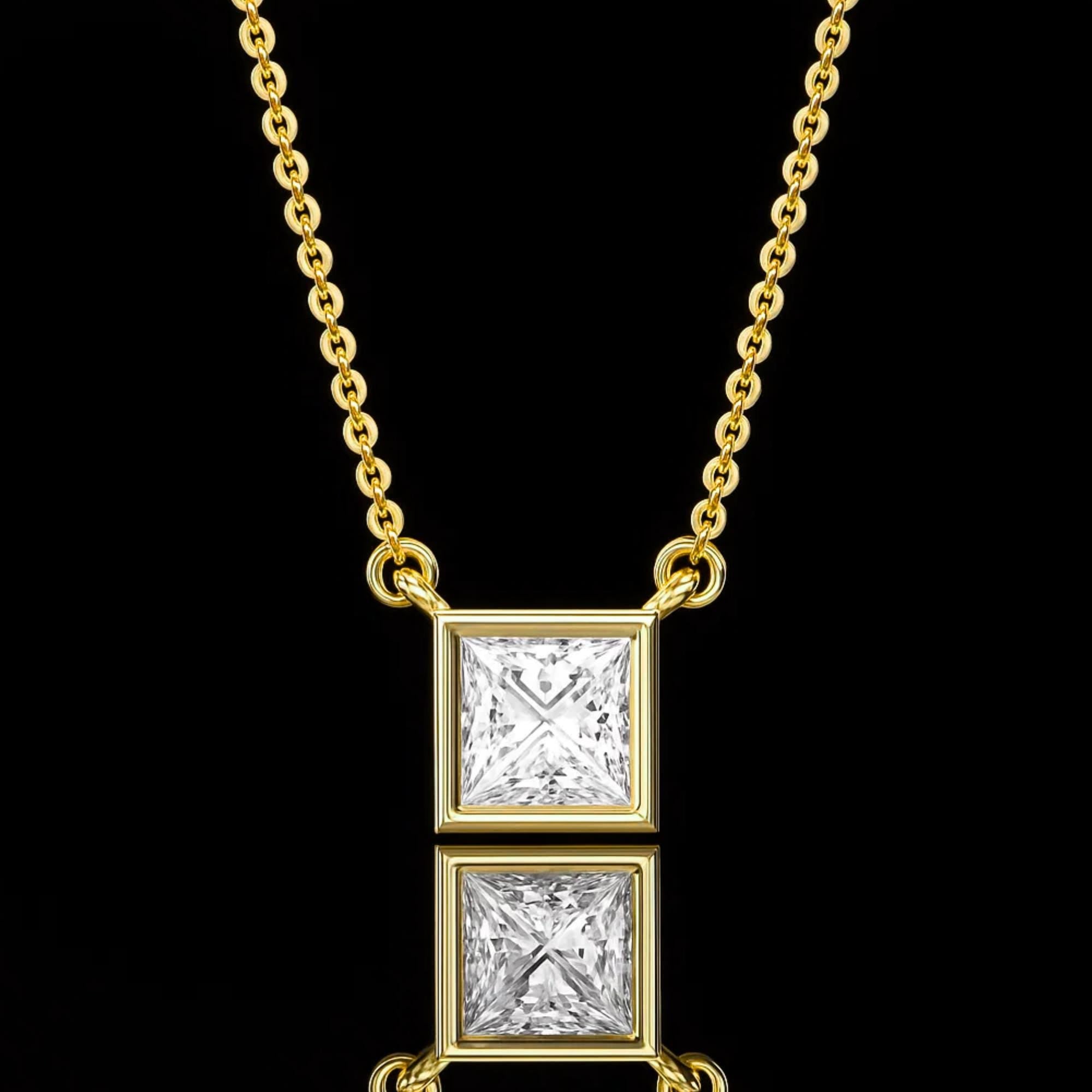 Princess Cut Lab Grown Diamond Bezel Tennis Necklace