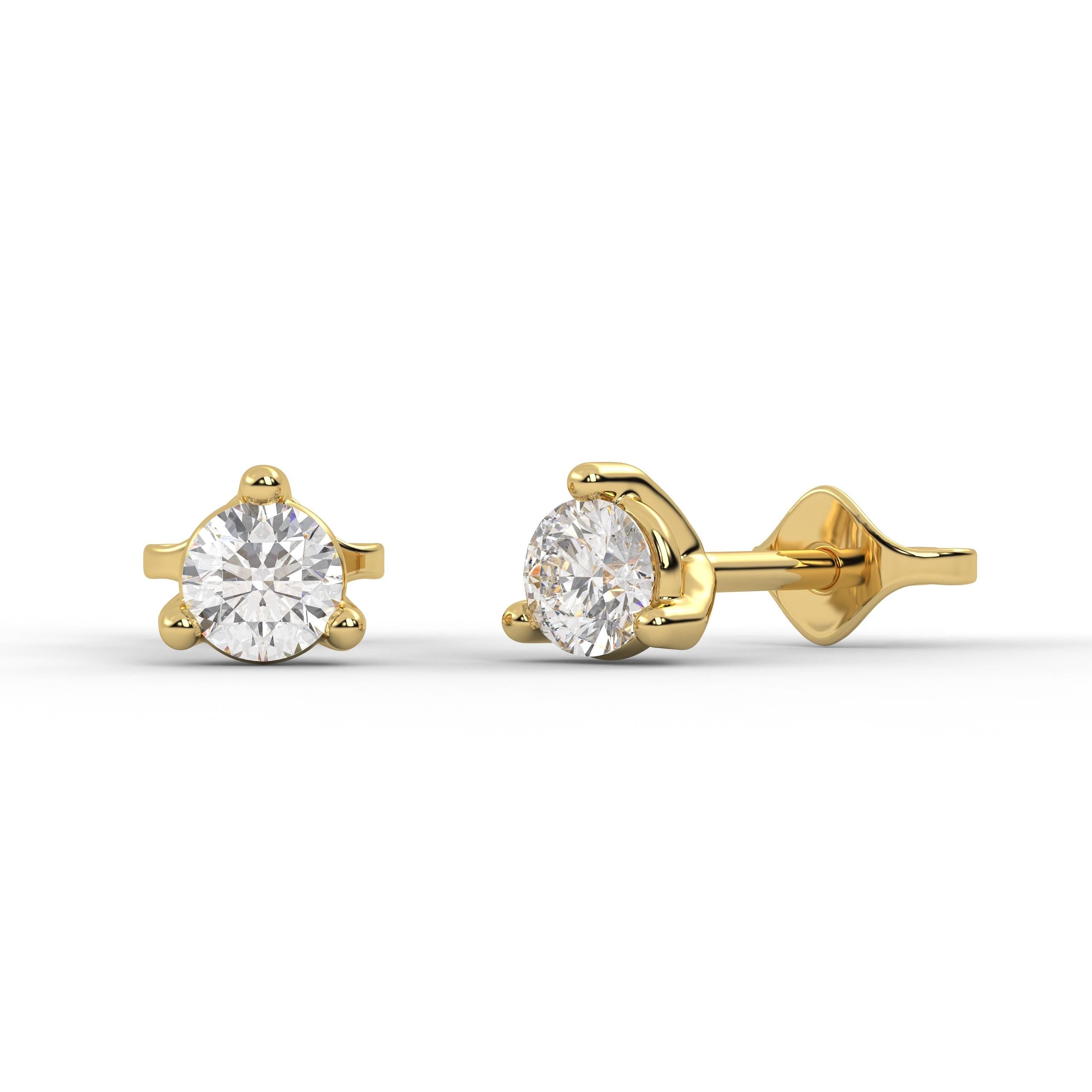 14K Gold Lab Diamond Stud Earrings, CVD Brilliant-Cut Diamond Studs, Classy Round Diamond Studs, Wedding & Bridal, By Elysea Fine Jewelry