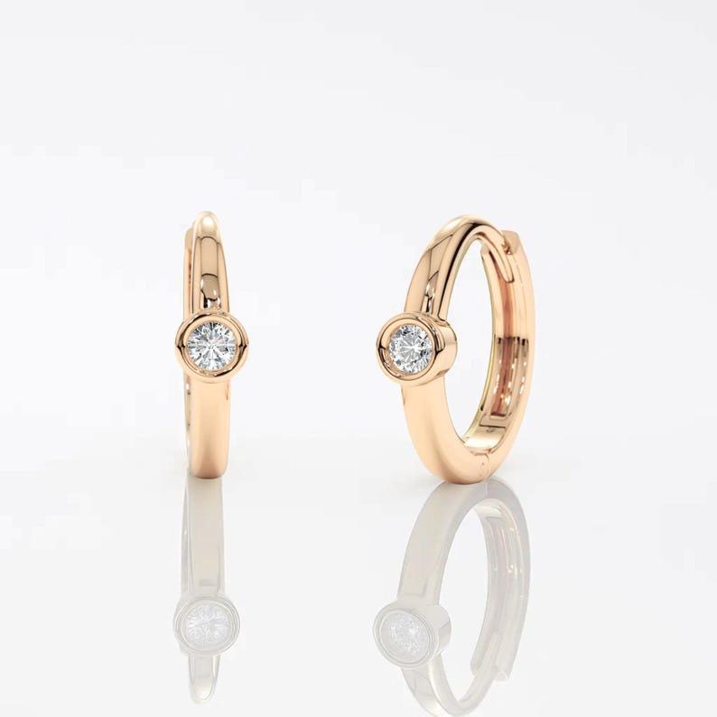 14K Gold Lab Grown Diamond Hoops Earrings