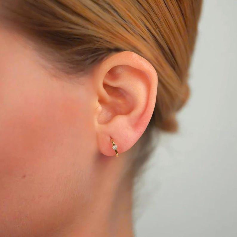 14K Gold Lab Grown Diamond Hoops Earrings