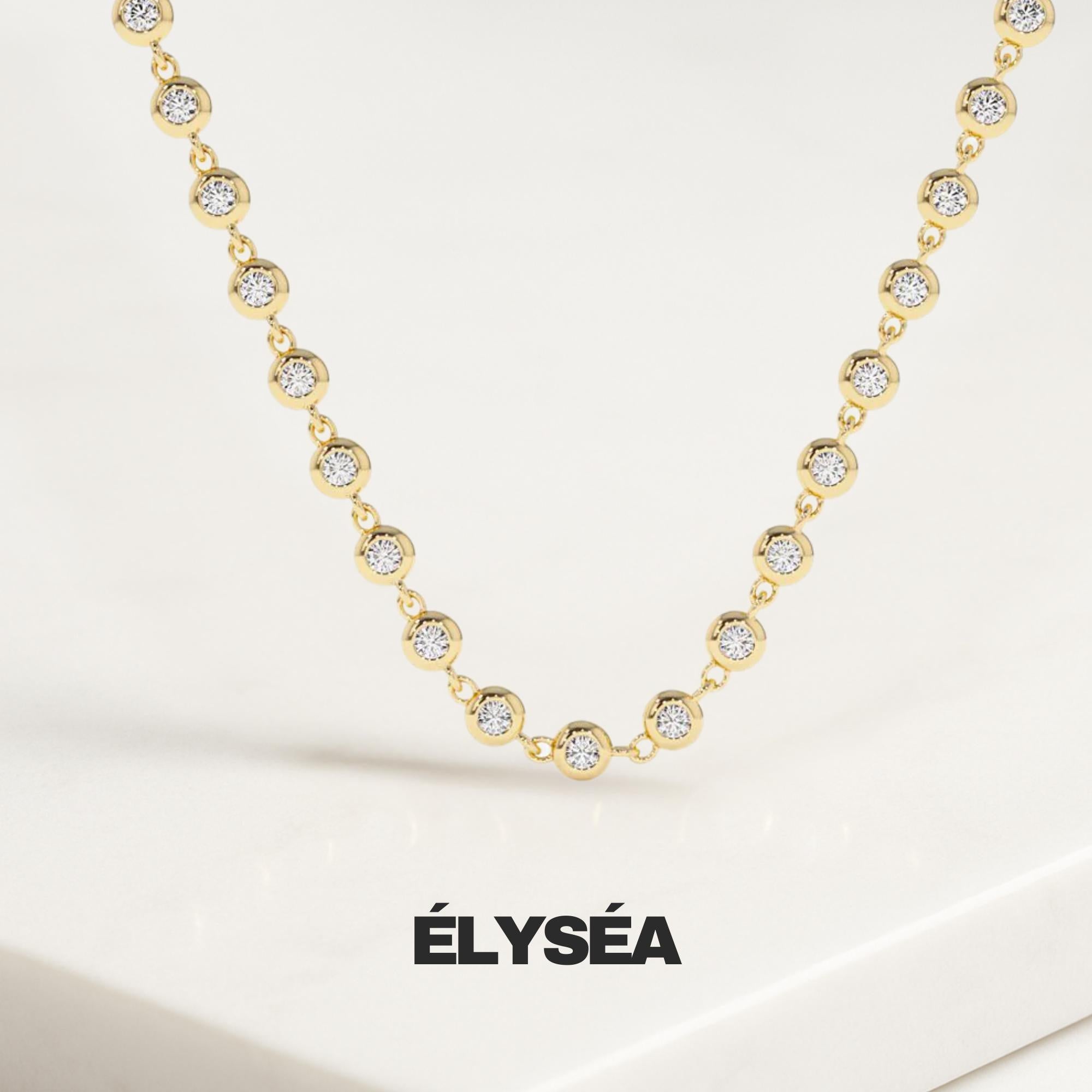 Tennis Necklace/ Diamond Tennis Necklace / 14k Gold Bezel Set Diamond Tennis Necklace/ Lab Grown Diamond Layering Necklace