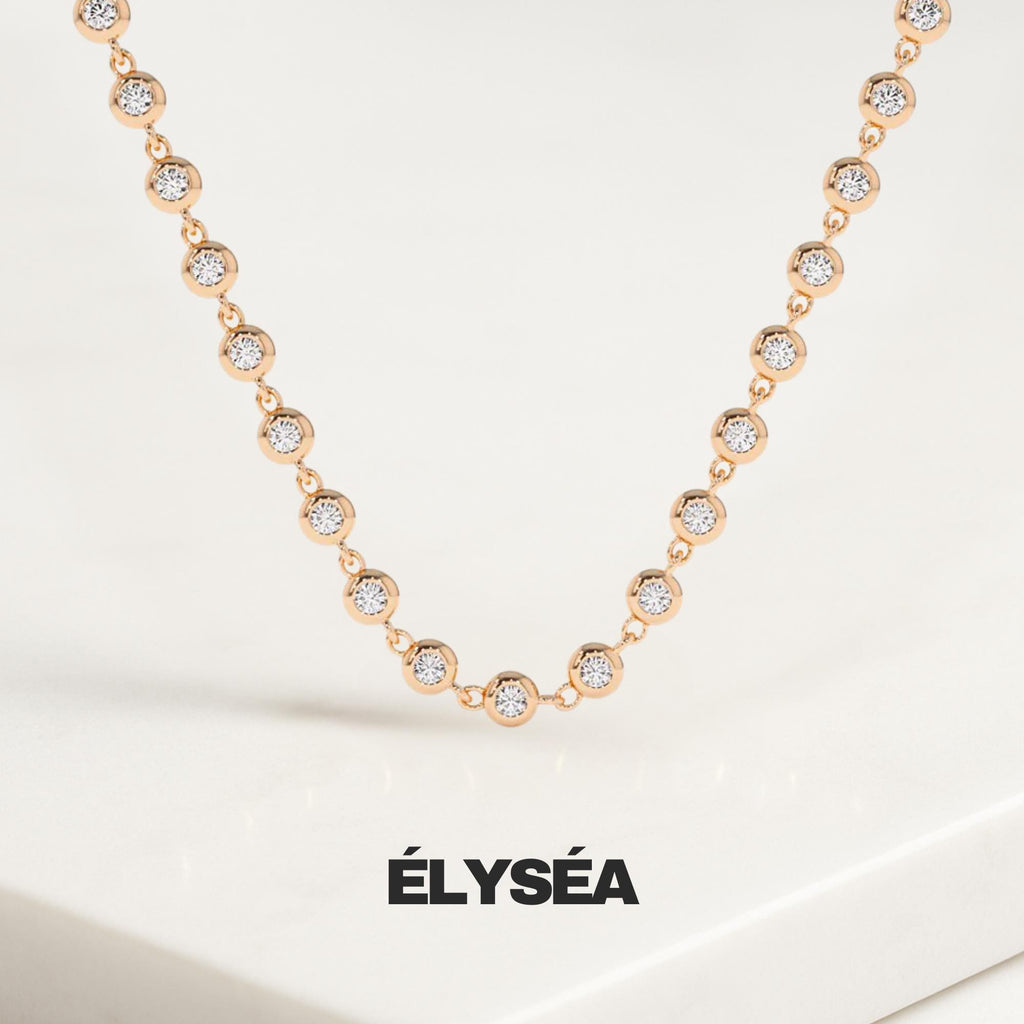 Tennis Necklace/ Diamond Tennis Necklace / 14k Gold Bezel Set Diamond Tennis Necklace/ Lab Grown Diamond Layering Necklace