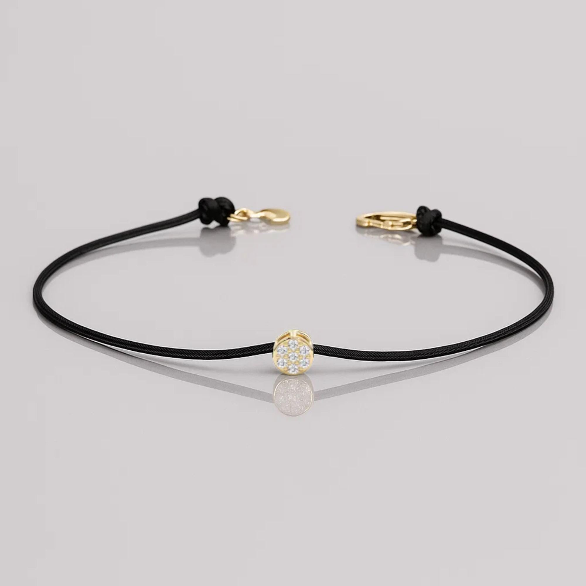 Dainty lab Grown Diamond Disc Charm Bracelet, Gift for Her