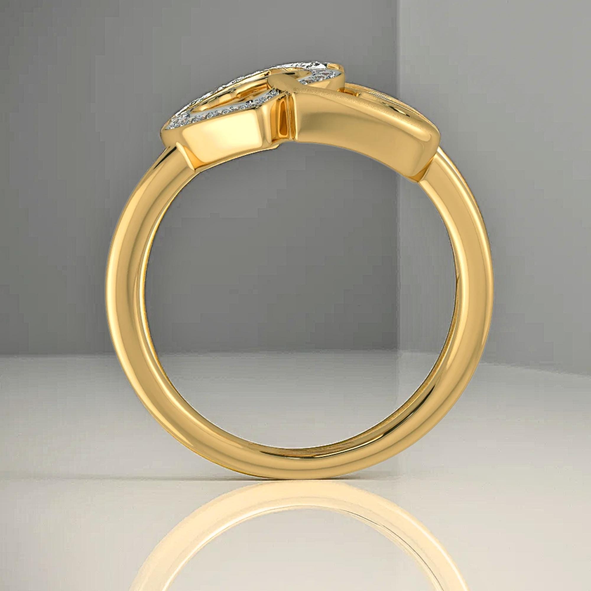 Love Heart 14K Gold Lab Grown Diamond Ring Valentine's Day Gift for Her