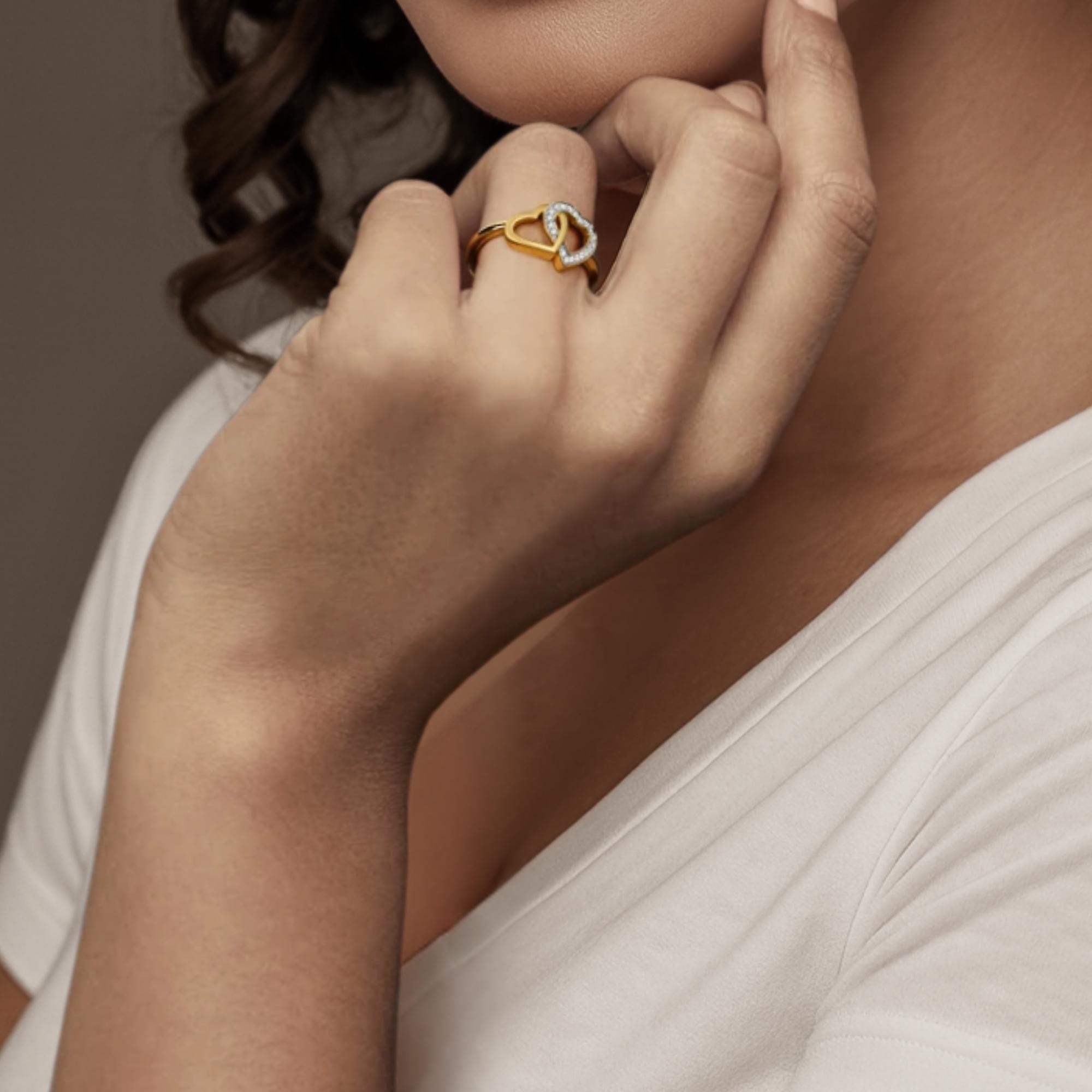 Love Heart 14K Gold Lab Grown Diamond Ring Valentine's Day Gift for Her