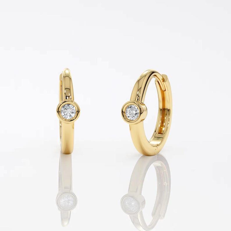 14K Gold Lab Grown Diamond Hoops Earrings