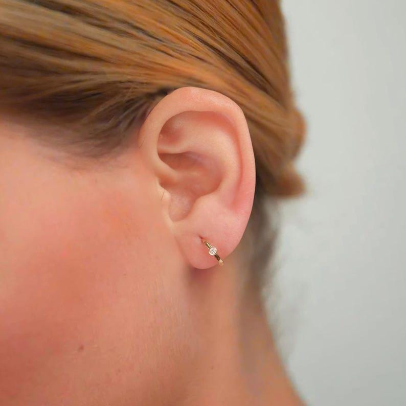 14K Gold Lab Grown Diamond Hoops Earrings