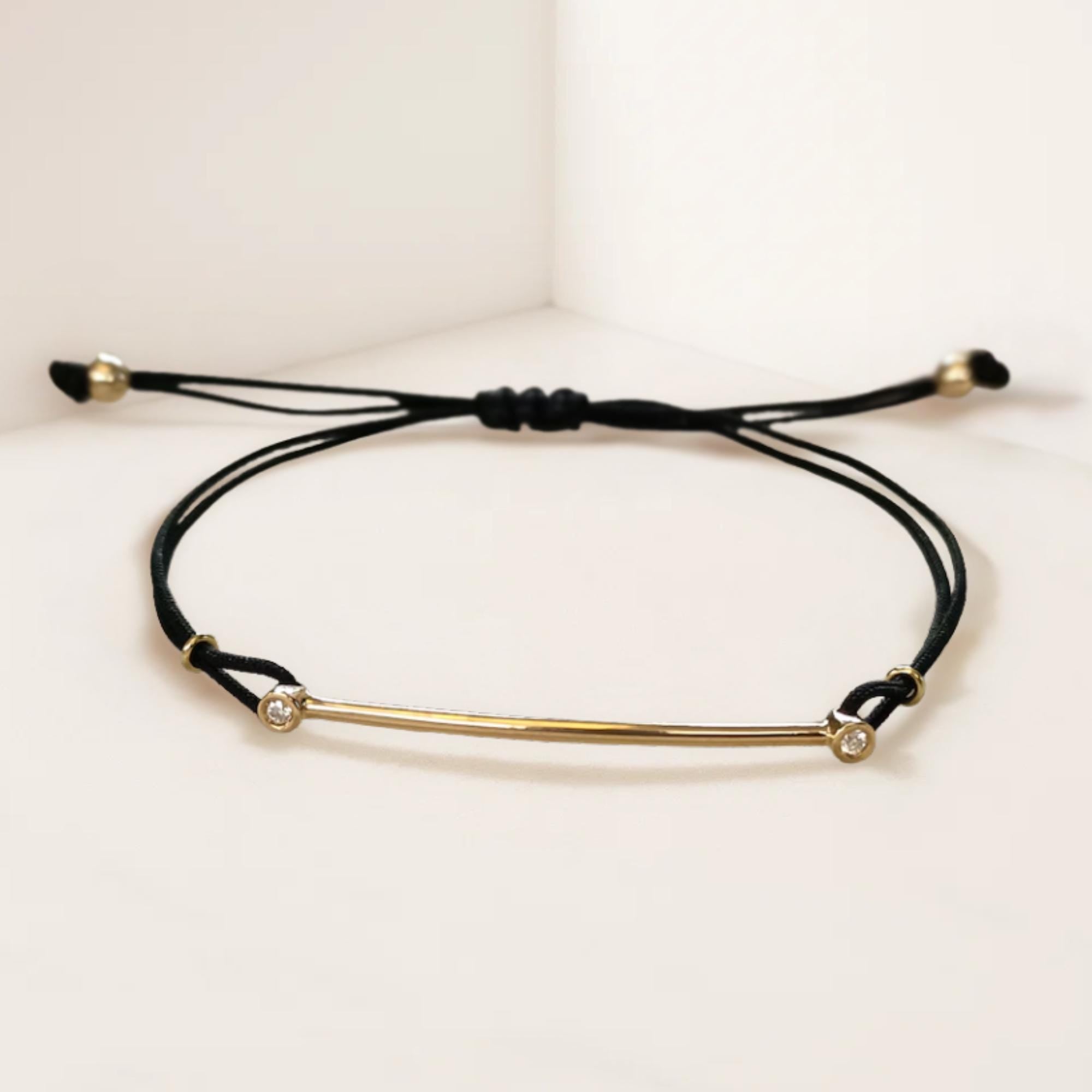 String bracelet with Lab Grown Diamond 14K Gold, Mens tennis bracelet, Gift for Her or Him