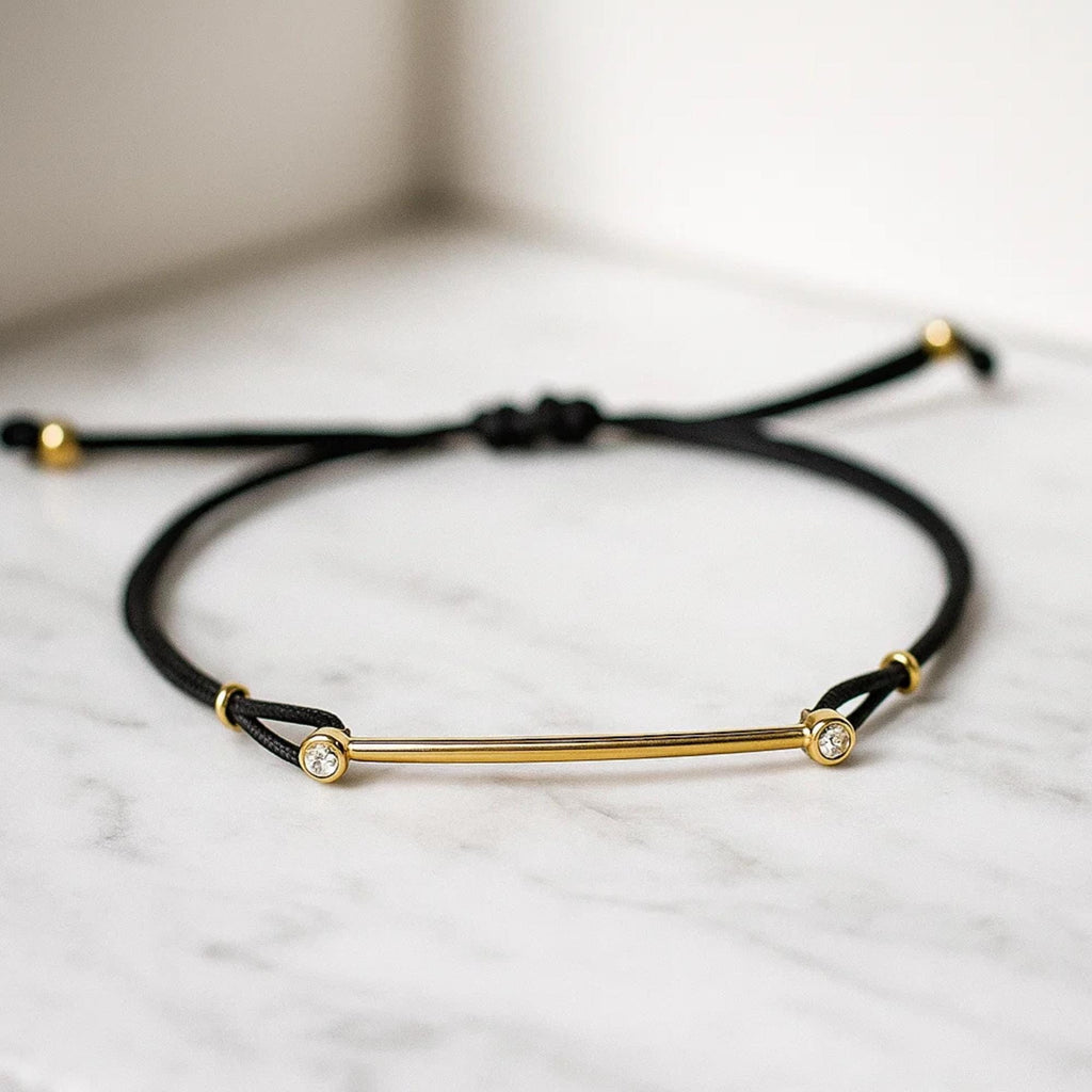 String bracelet with Lab Grown Diamond 14K Gold, Mens tennis bracelet, Gift for Her or Him
