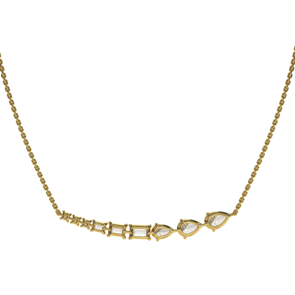 14K Gold Lab Grown Diamond Pendant Necklace/ Multistone Diamond Layering Necklace