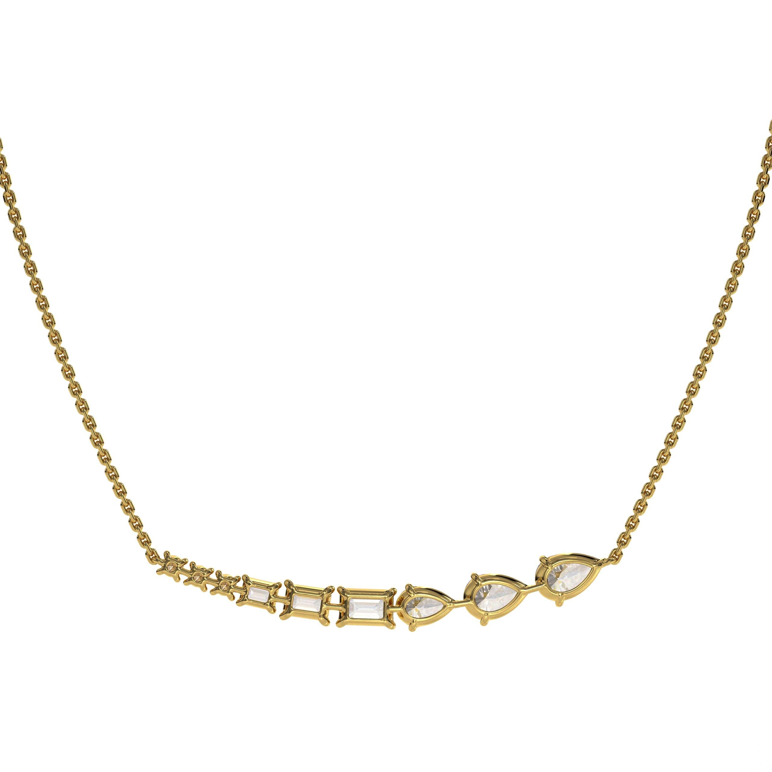14K Gold Lab Grown Diamond Pendant Necklace/ Multistone Diamond Layering Necklace