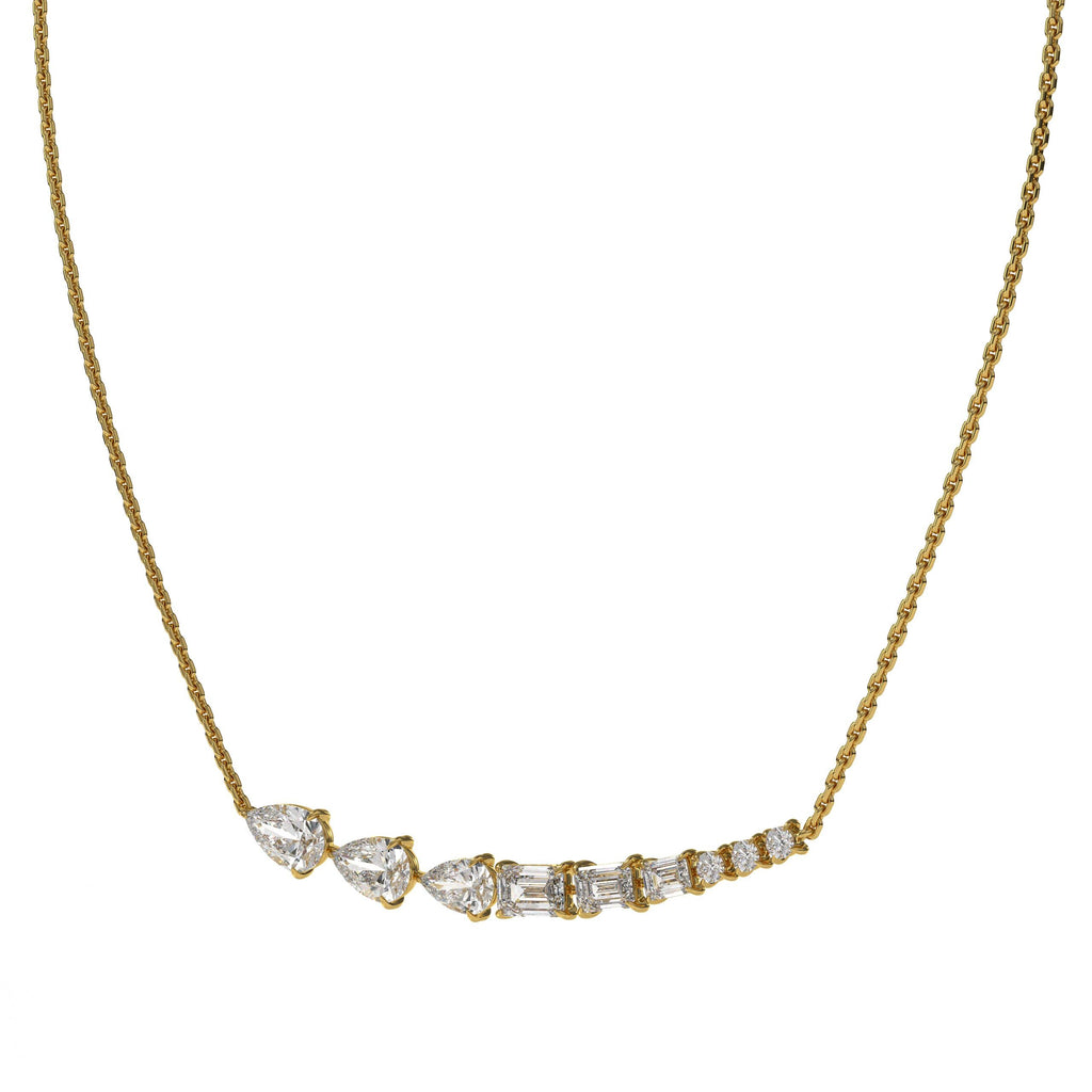 14K Gold Lab Grown Diamond Pendant Necklace/ Multistone Diamond Layering Necklace