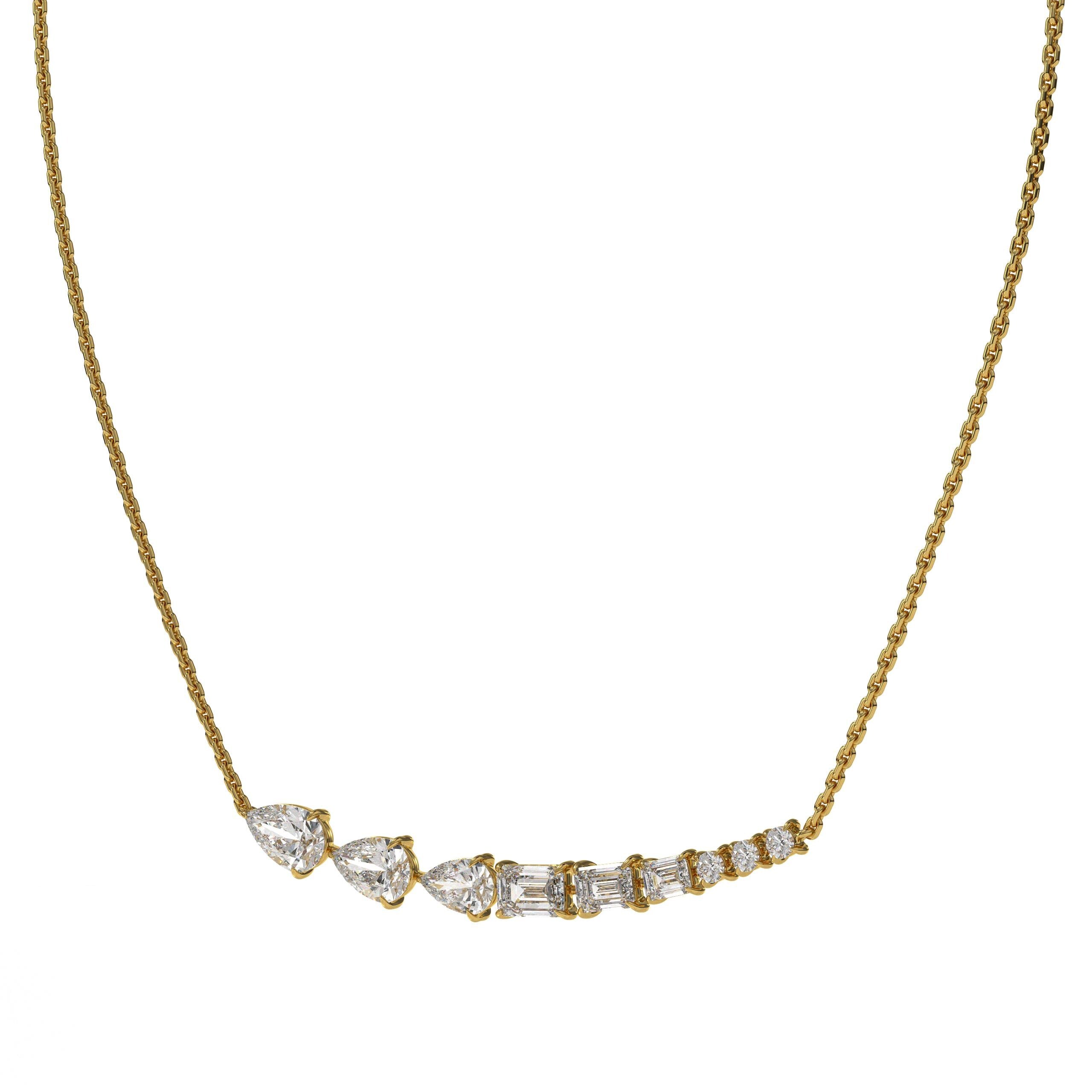 14K Gold Lab Grown Diamond Pendant Necklace/ Multistone Diamond Layering Necklace