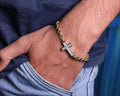 14K Solid Gold Diamond Cross Bracelet| Religious Jewelry| Baptism Gift| Christian Bracelet| Protective Bracelet|Gifts for Him| Diamond Cross