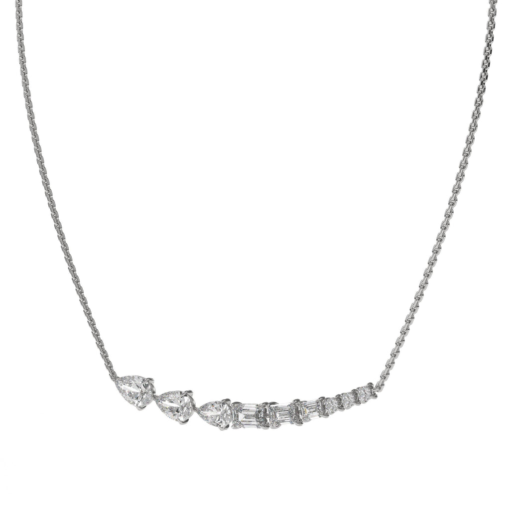 14K Gold Lab Grown Diamond Pendant Necklace/ Multistone Diamond Layering Necklace