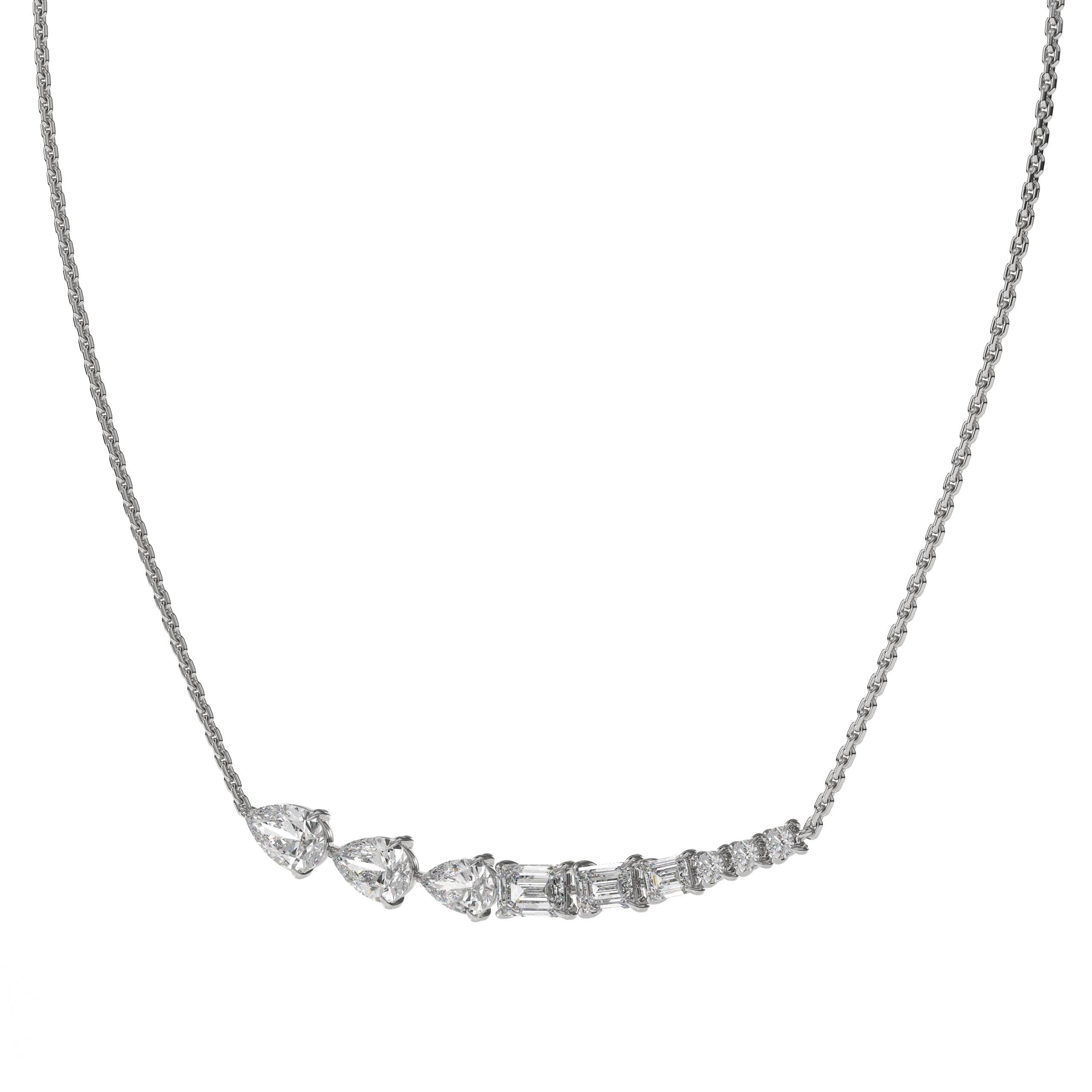 14K Gold Lab Grown Diamond Pendant Necklace/ Multistone Diamond Layering Necklace