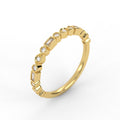14K Gold 0.17 ctw Baguette & Round Cut Bezel Set Half Eternity Lab Grown Diamond Wedding Band, Bridal Ring