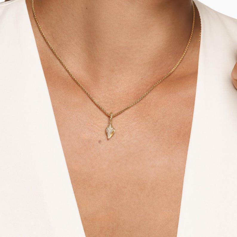 14K Gold Lab Grown Diamond Seashell Pendant for Women •  Ocean-Inspired Jewelry • Handmade Beach Lover Gift for Her