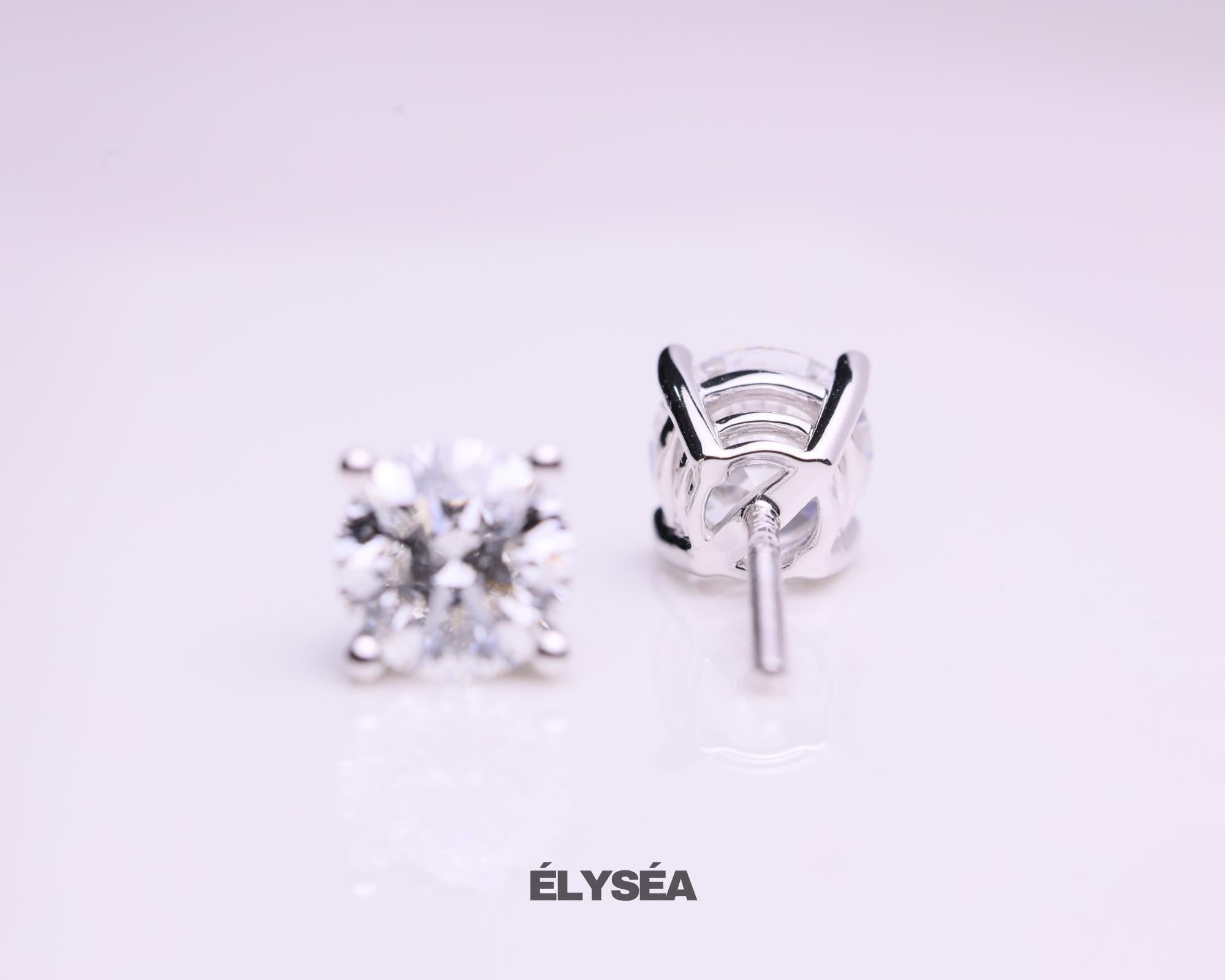 1.00 Carat Lab Grown Round Cut Diamond Stud Earrings / 14K Gold Diamond Stud Earrings