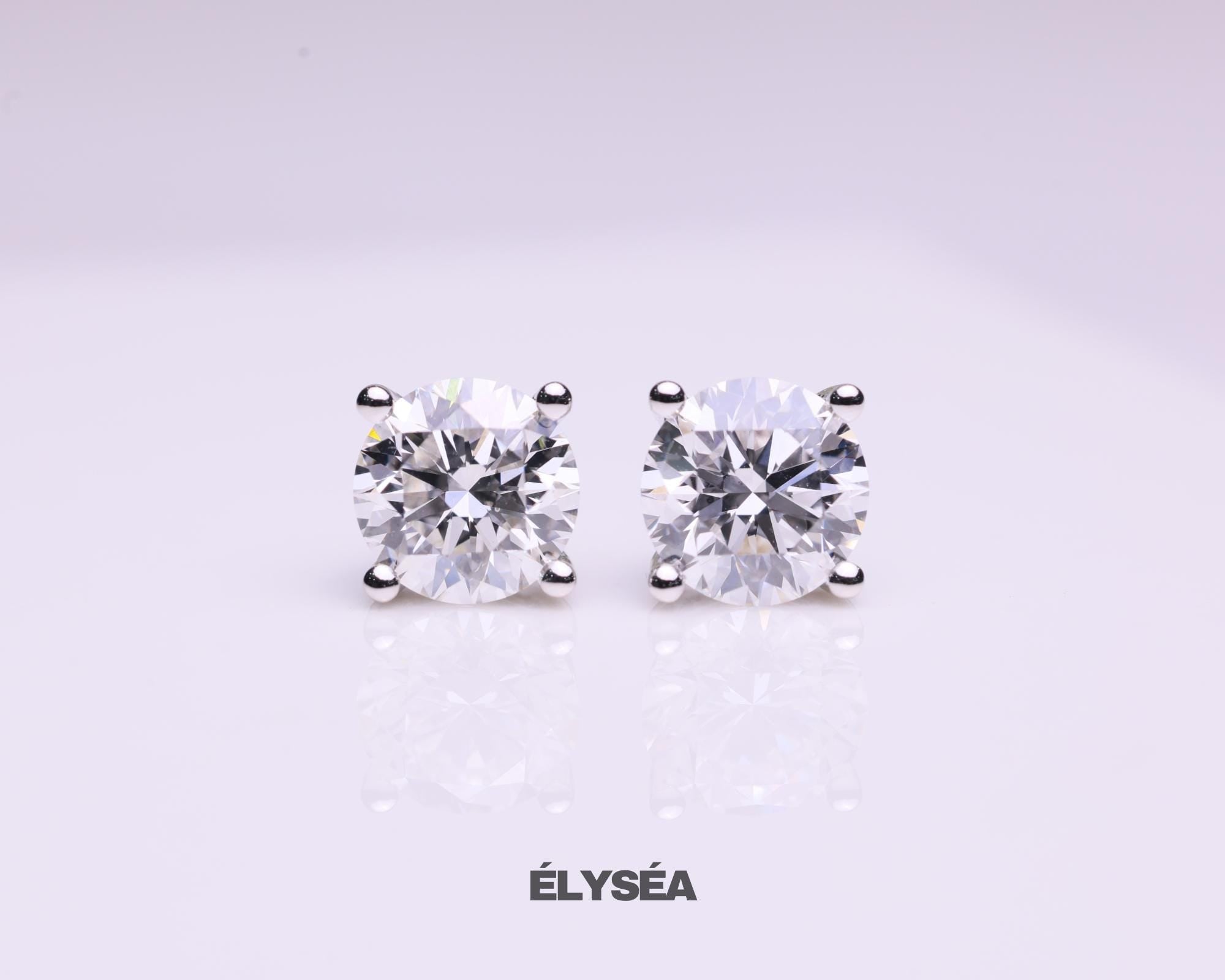 1.00 Carat Lab Grown Round Cut Diamond Stud Earrings / 14K Gold Diamond Stud Earrings